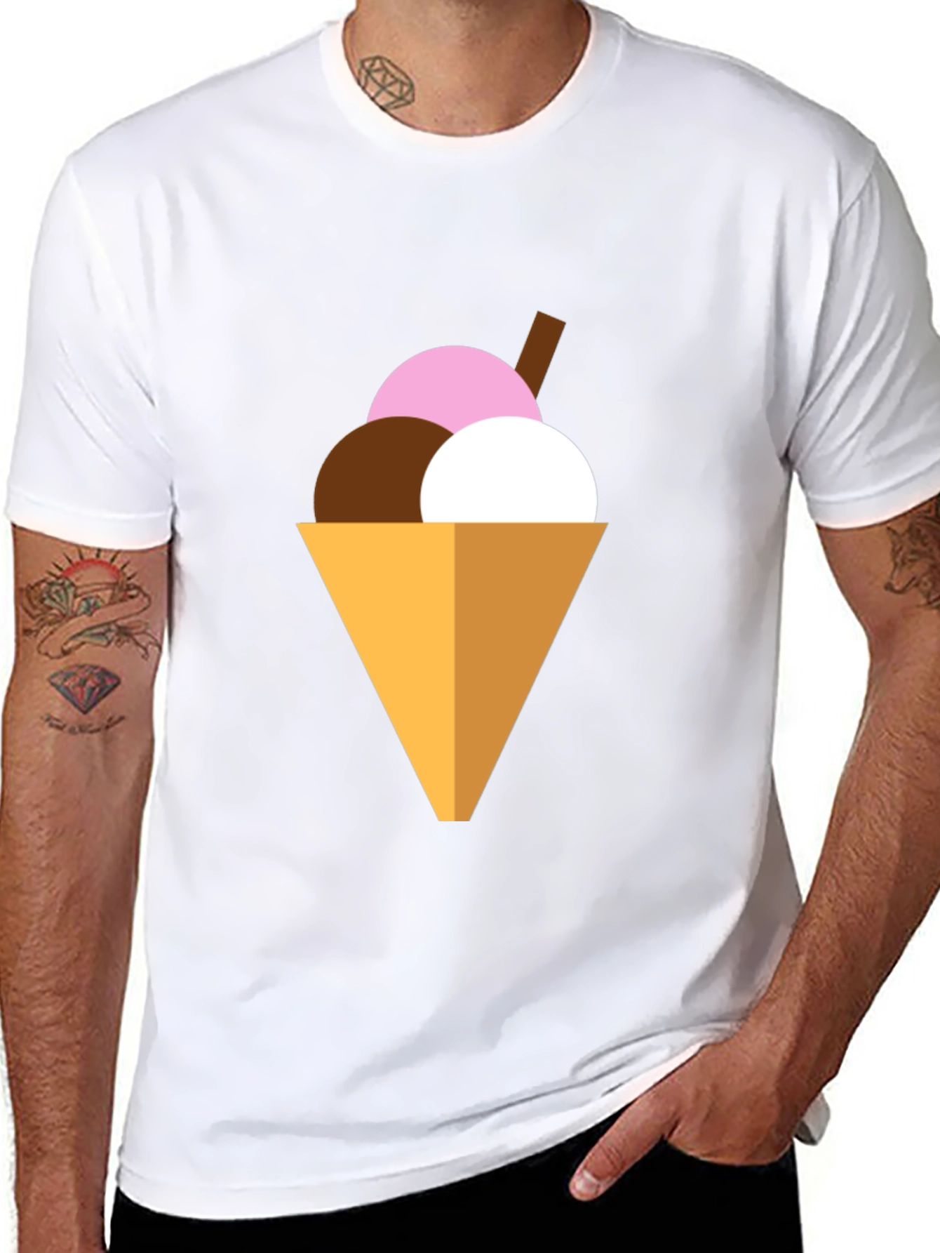 Ice Cream Cone Graphic Tee - Black
