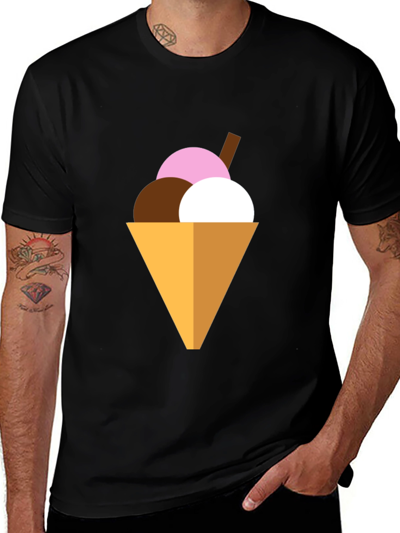 Ice Cream Cone Graphic Tee - Black