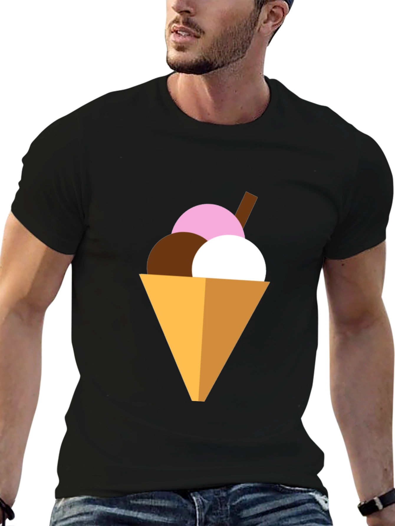 Ice Cream Cone Graphic Tee - Black