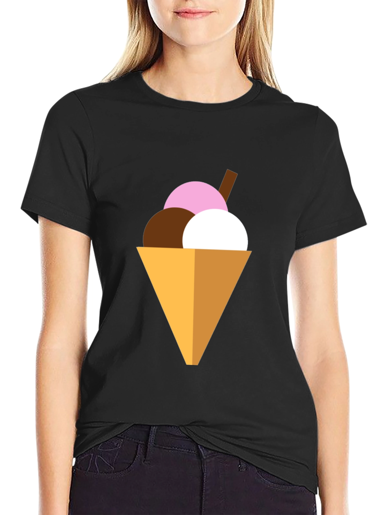 Ice Cream Cone Graphic Tee - Black