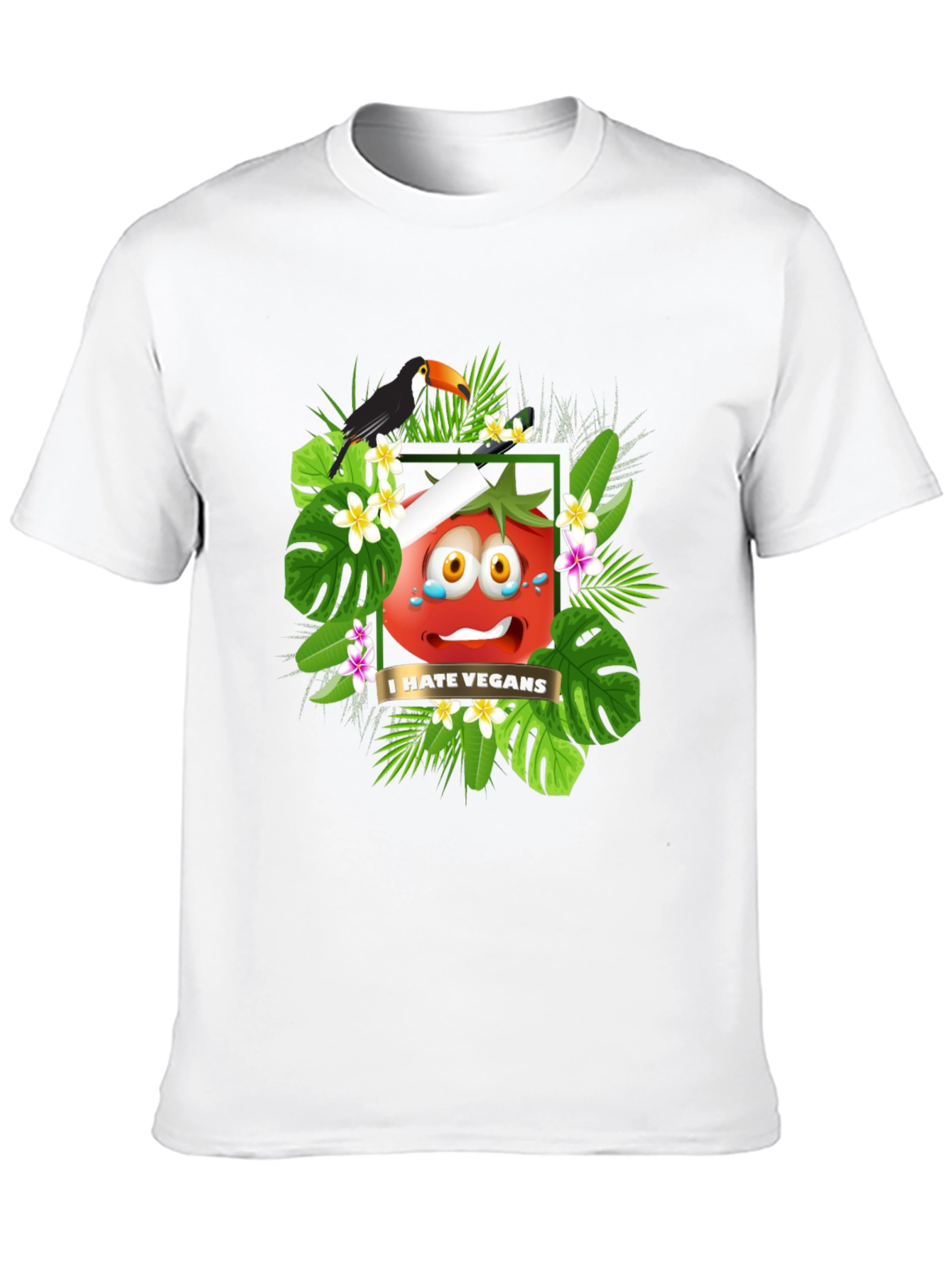 I Hate Vegans Graphic T-Shirt - Tropical Tomato Tee