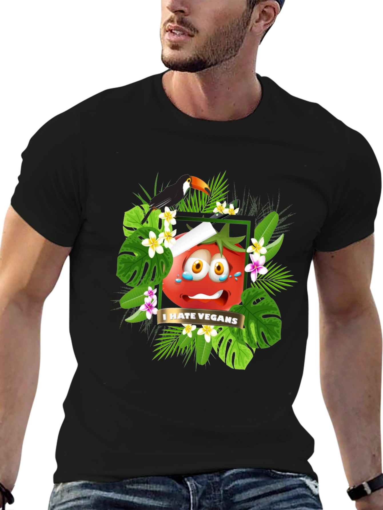 I Hate Vegans Graphic T-Shirt - Tropical Tomato Tee