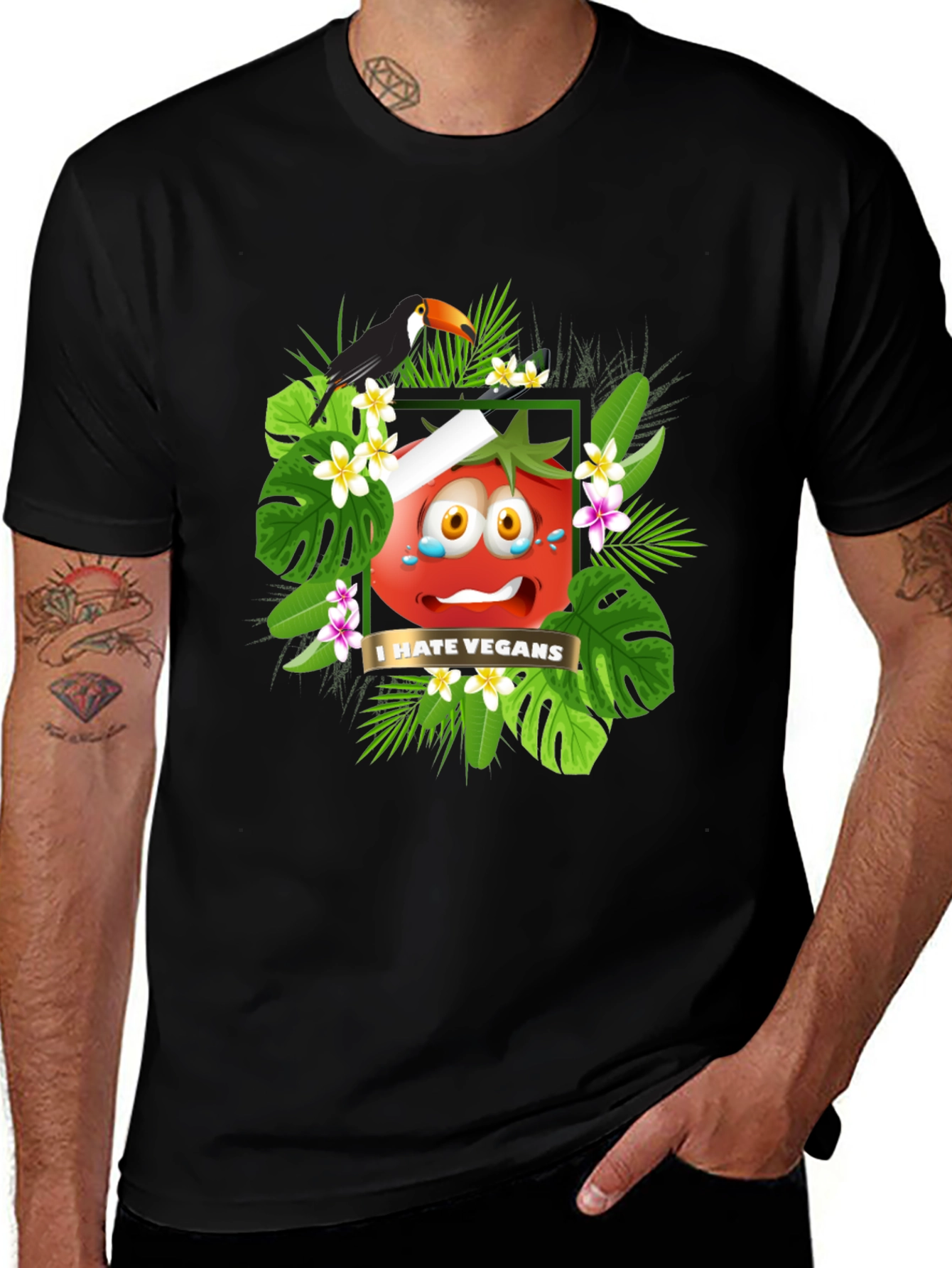 I Hate Vegans Graphic T-Shirt - Tropical Tomato Tee