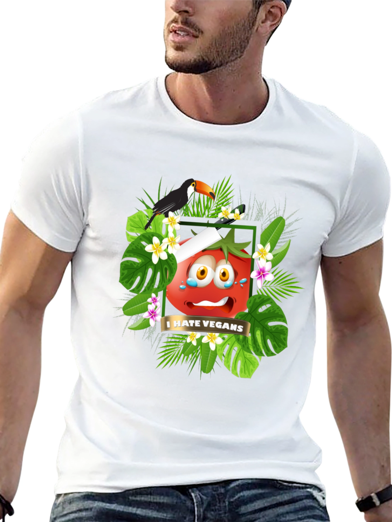 I Hate Vegans Graphic T-Shirt - Tropical Tomato Tee