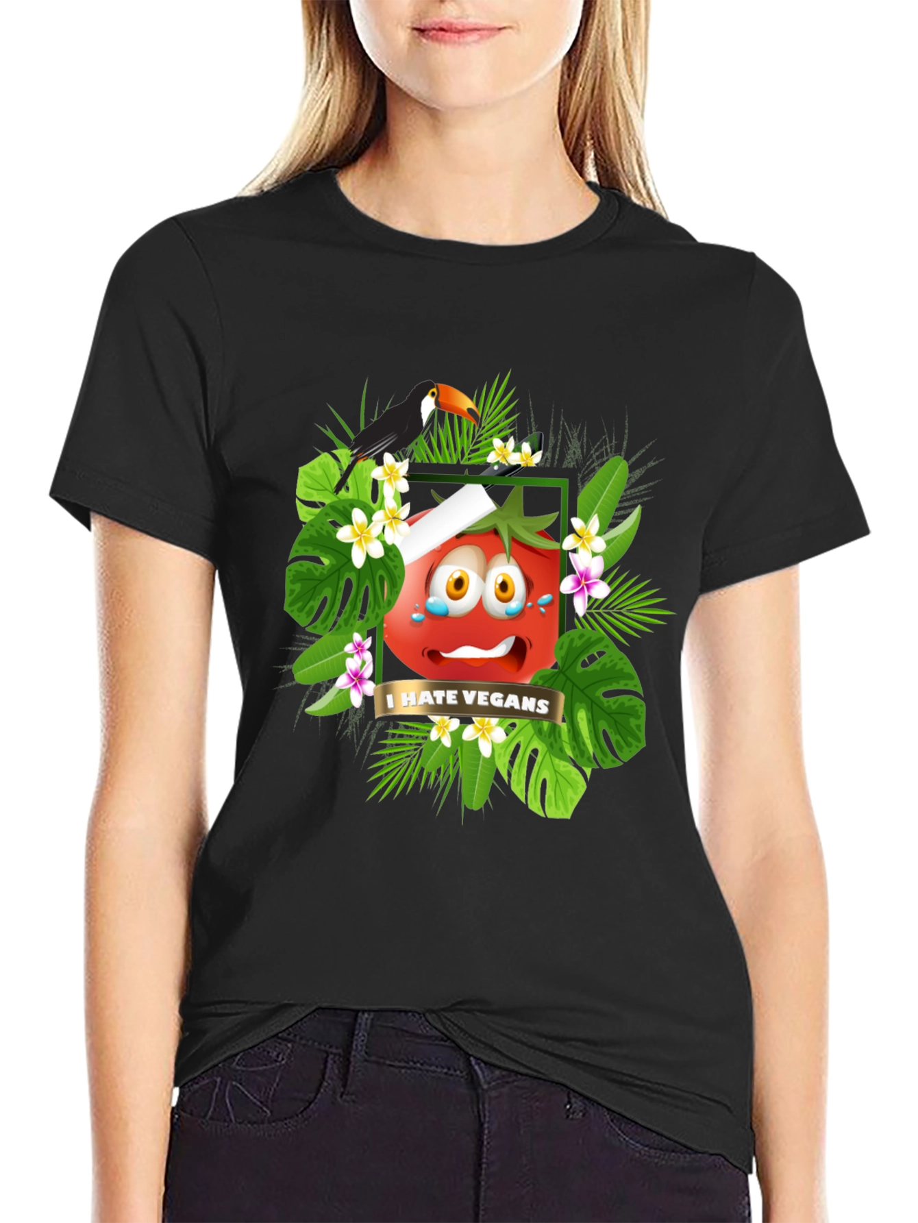 I Hate Vegans Graphic T-Shirt - Tropical Tomato Tee