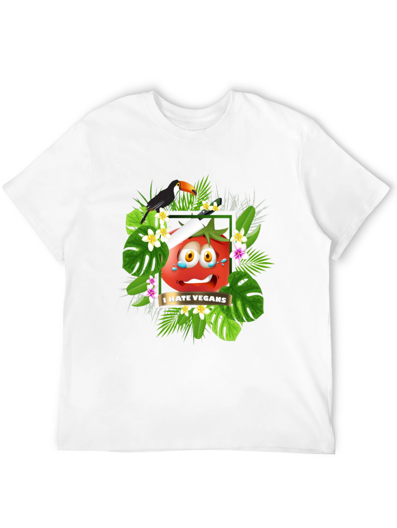 I Hate Vegans Graphic T-Shirt - Tropical Tomato Tee