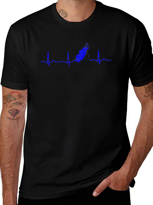 Golf Heartbeat T-Shirt - Black