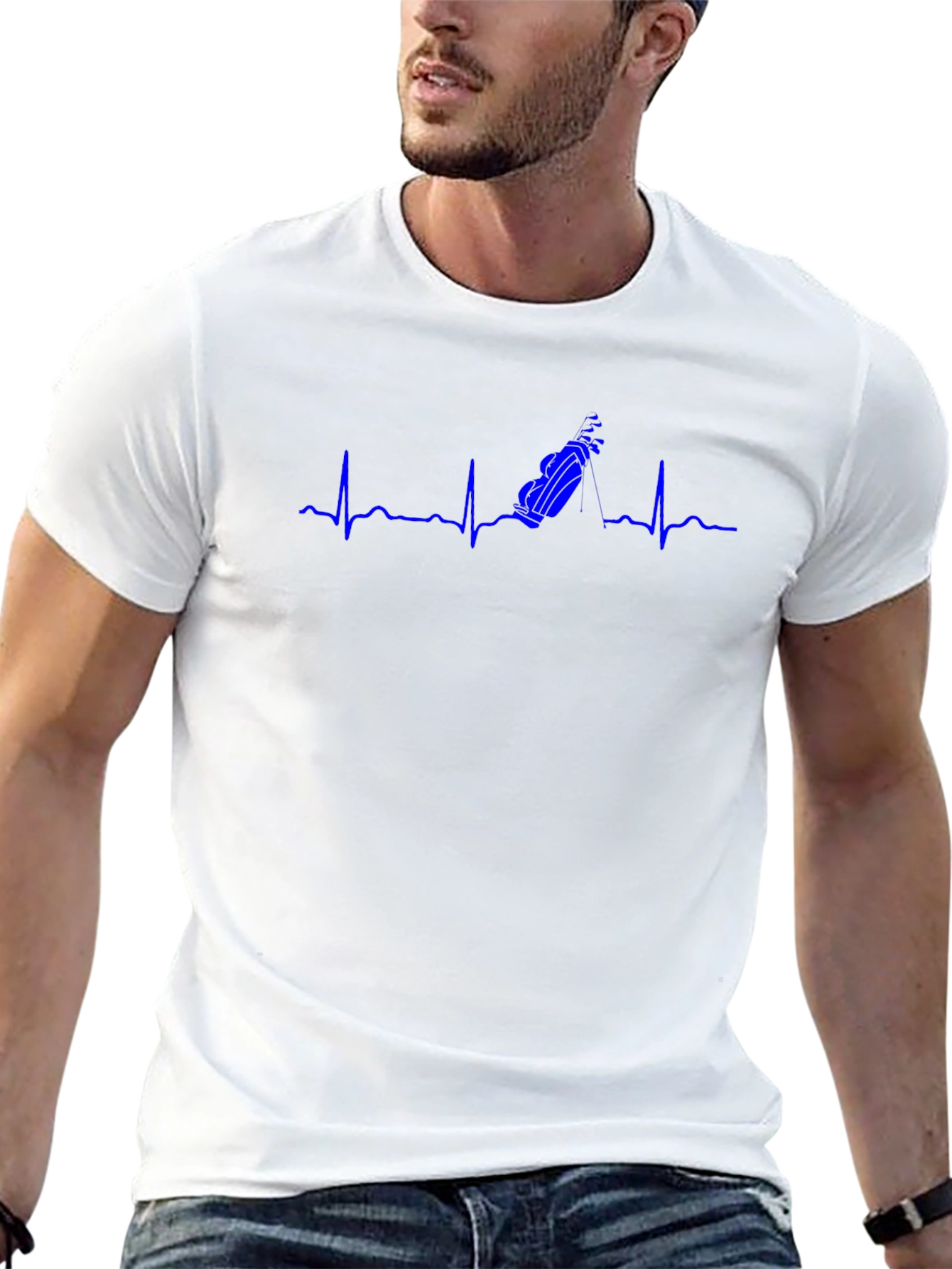 Golf Heartbeat T-Shirt - Black