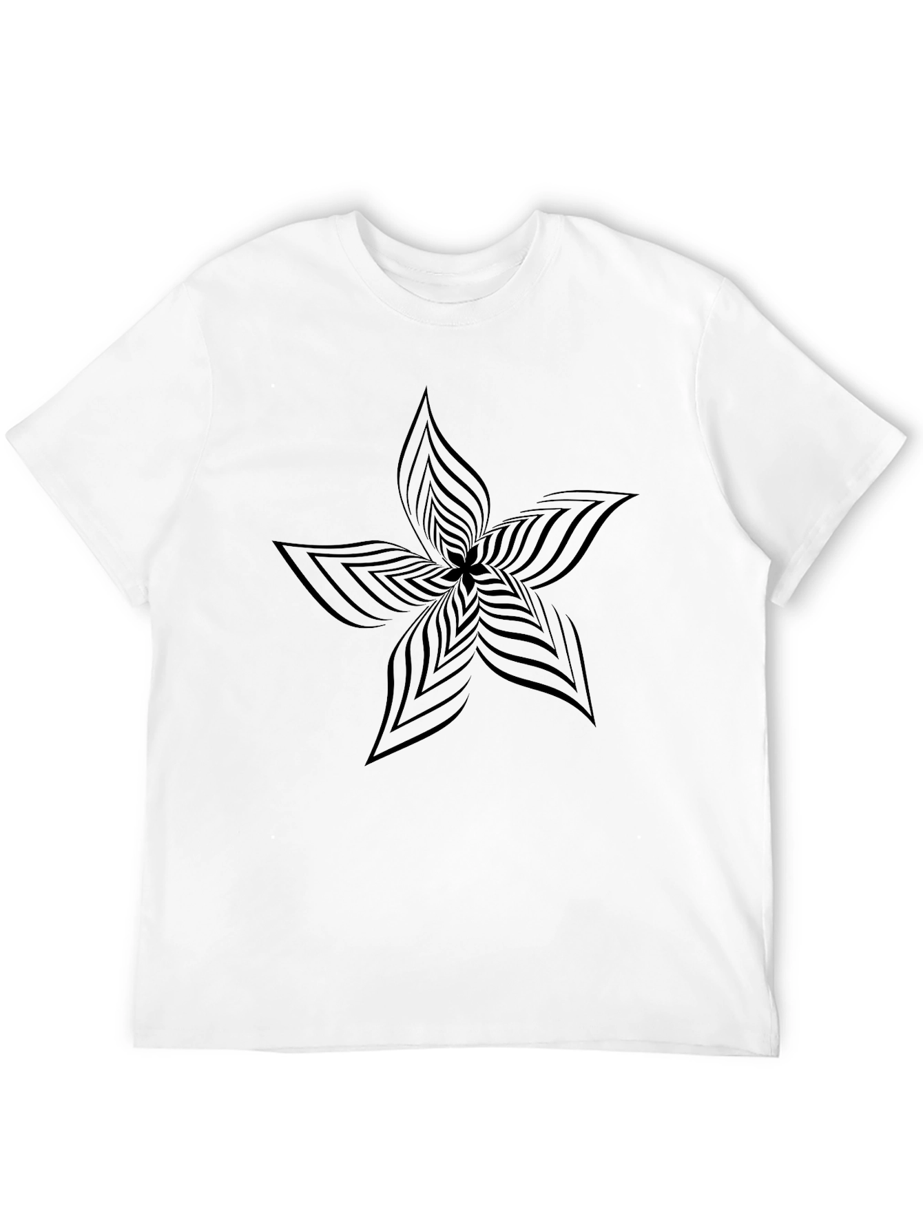 Abstract Flower Graphic Black T-Shirt