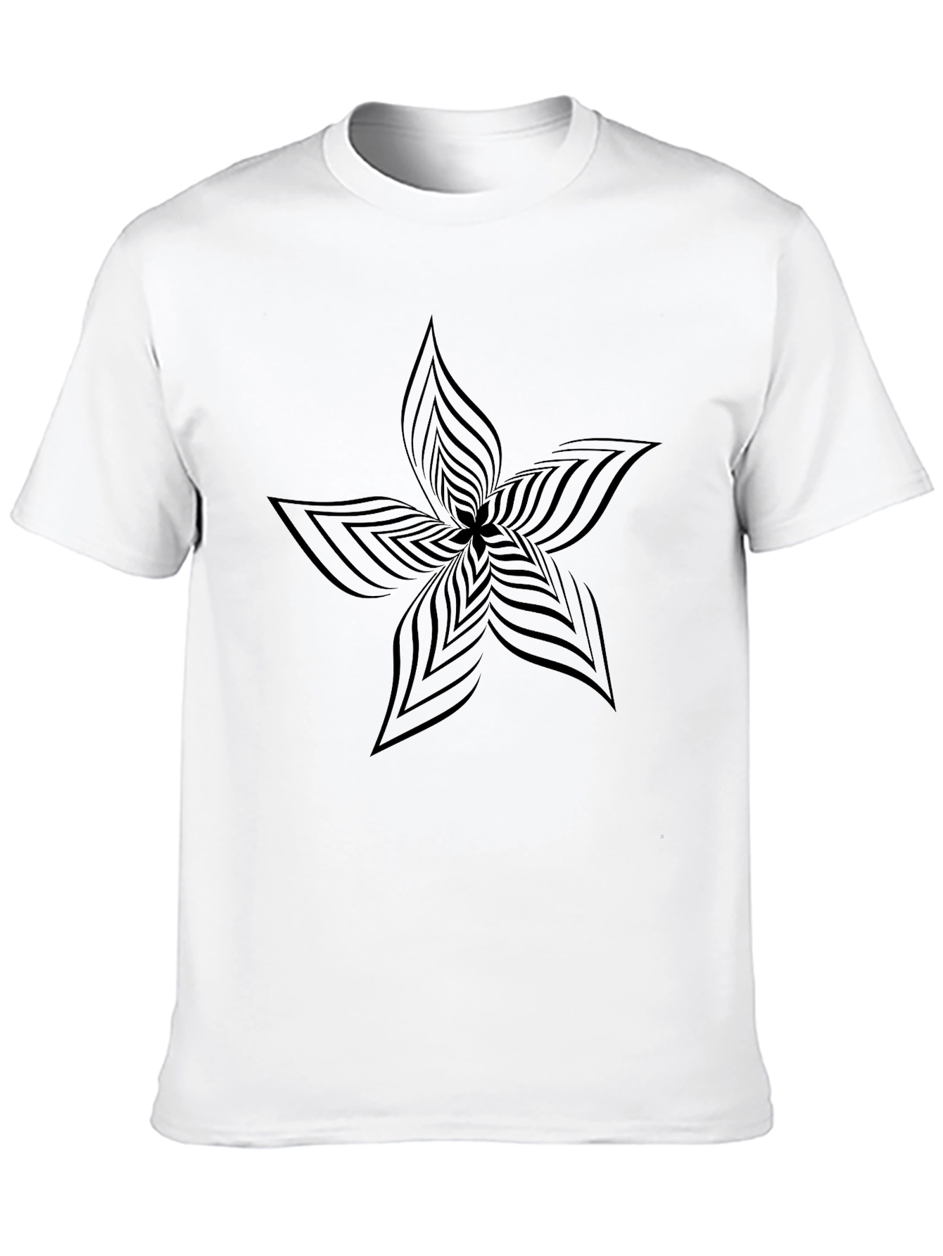 Abstract Flower Graphic Black T-Shirt