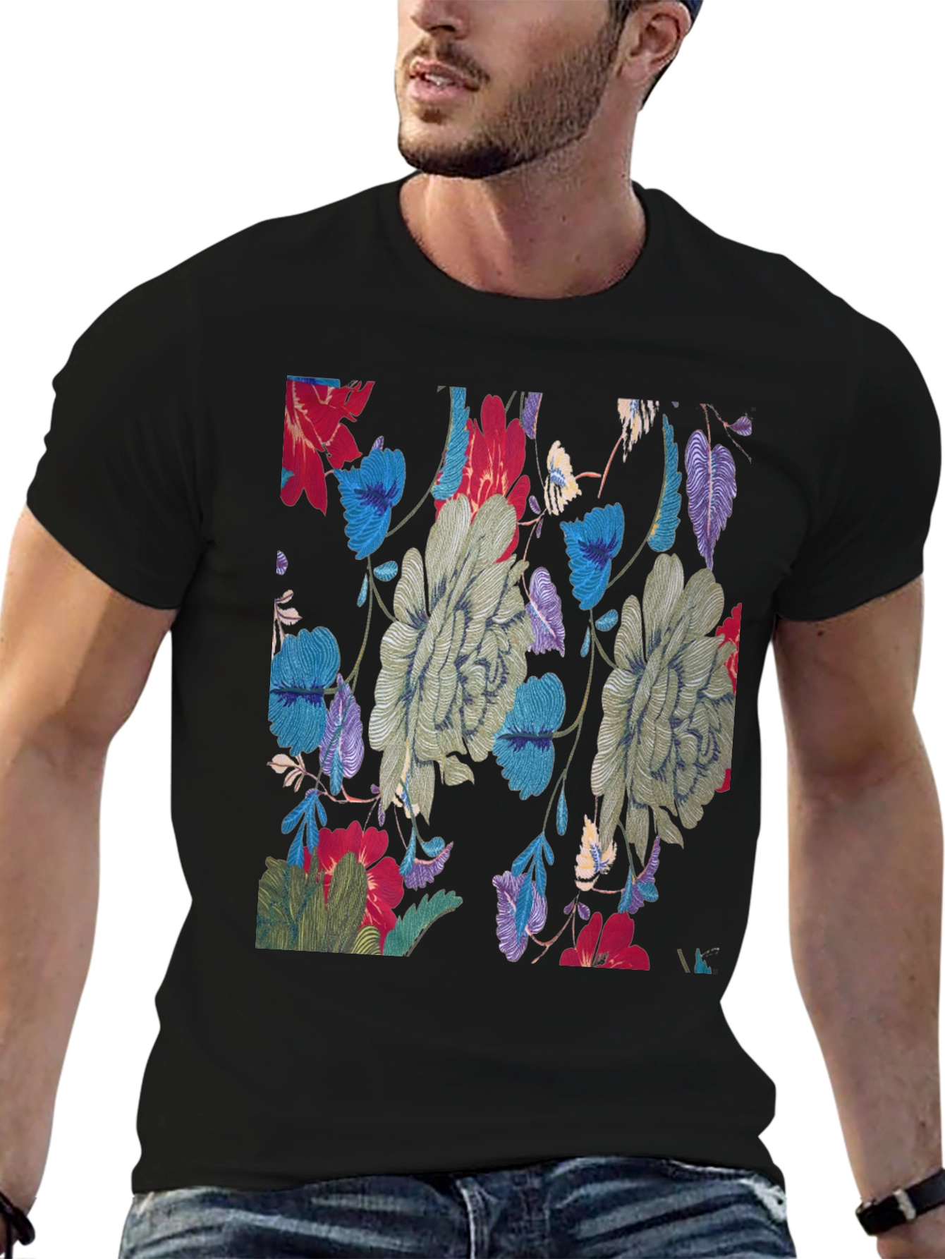 Floral Print Crew Neck Tee