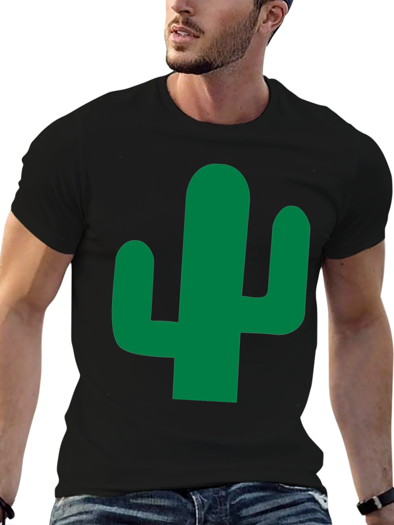 Cactus Graphic Tee - Mens Black Cotton T-Shirt