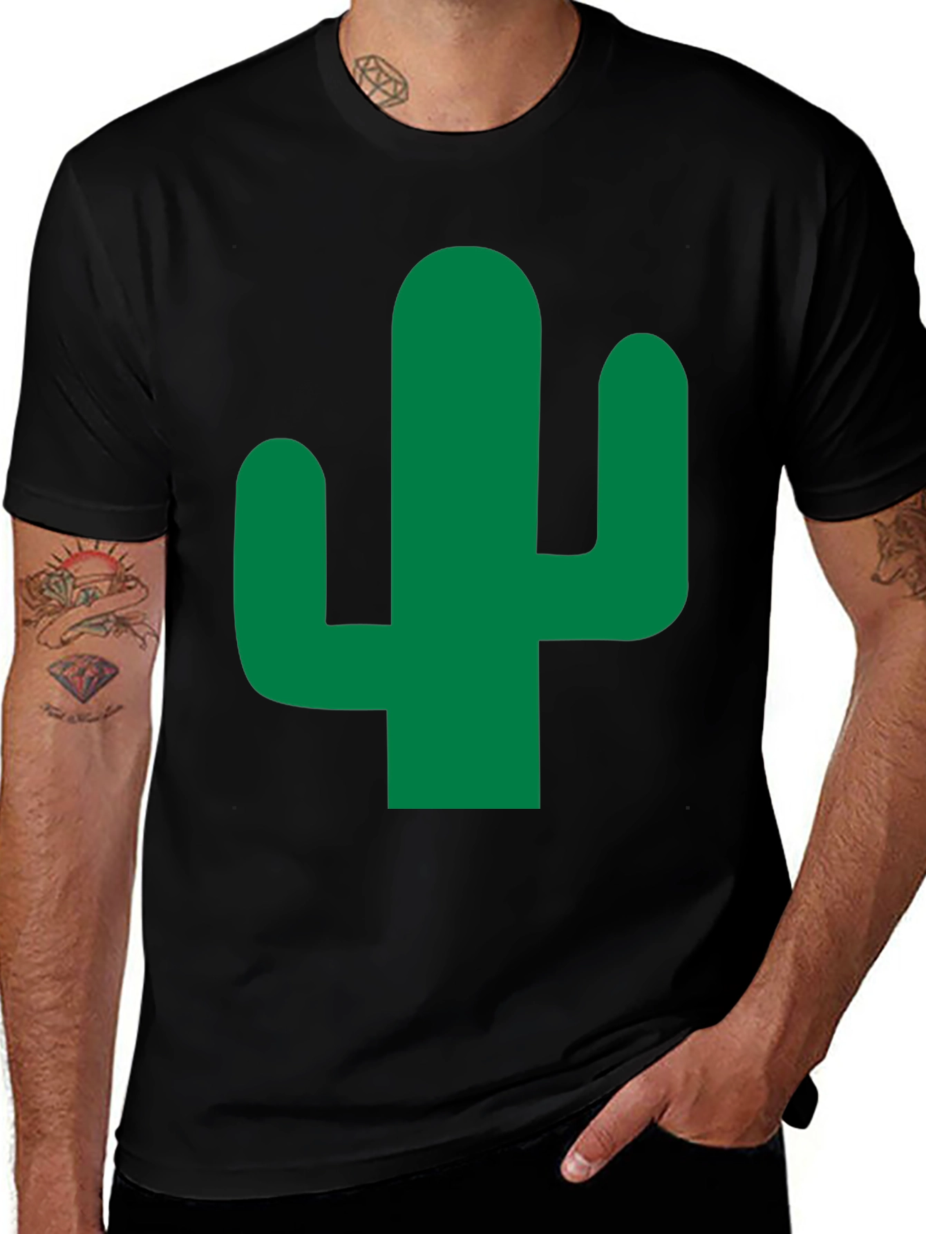 Cactus Graphic Tee - Mens Black Cotton T-Shirt