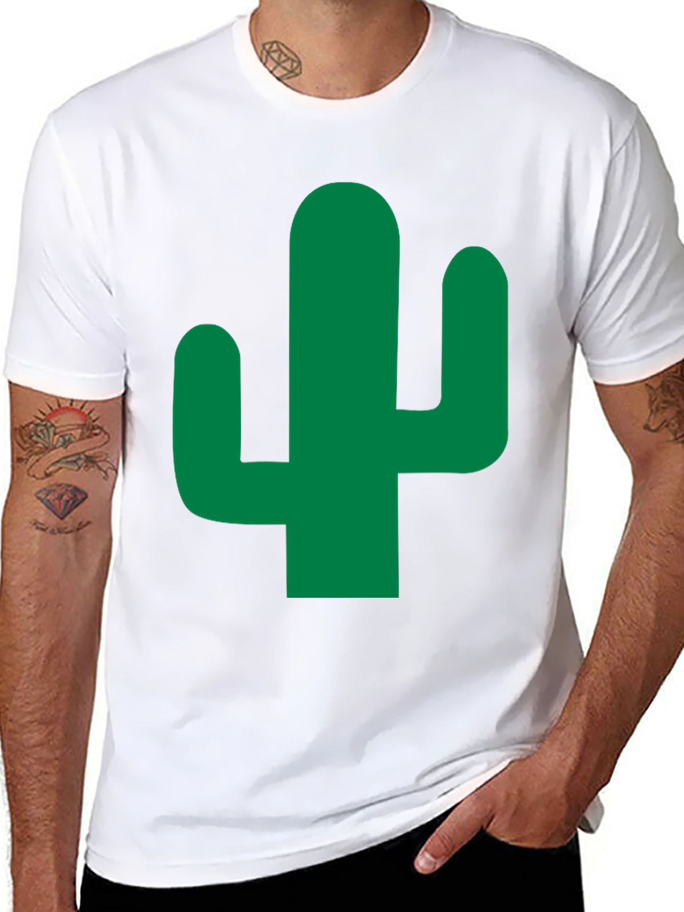 Cactus Graphic Tee - Mens Black Cotton T-Shirt