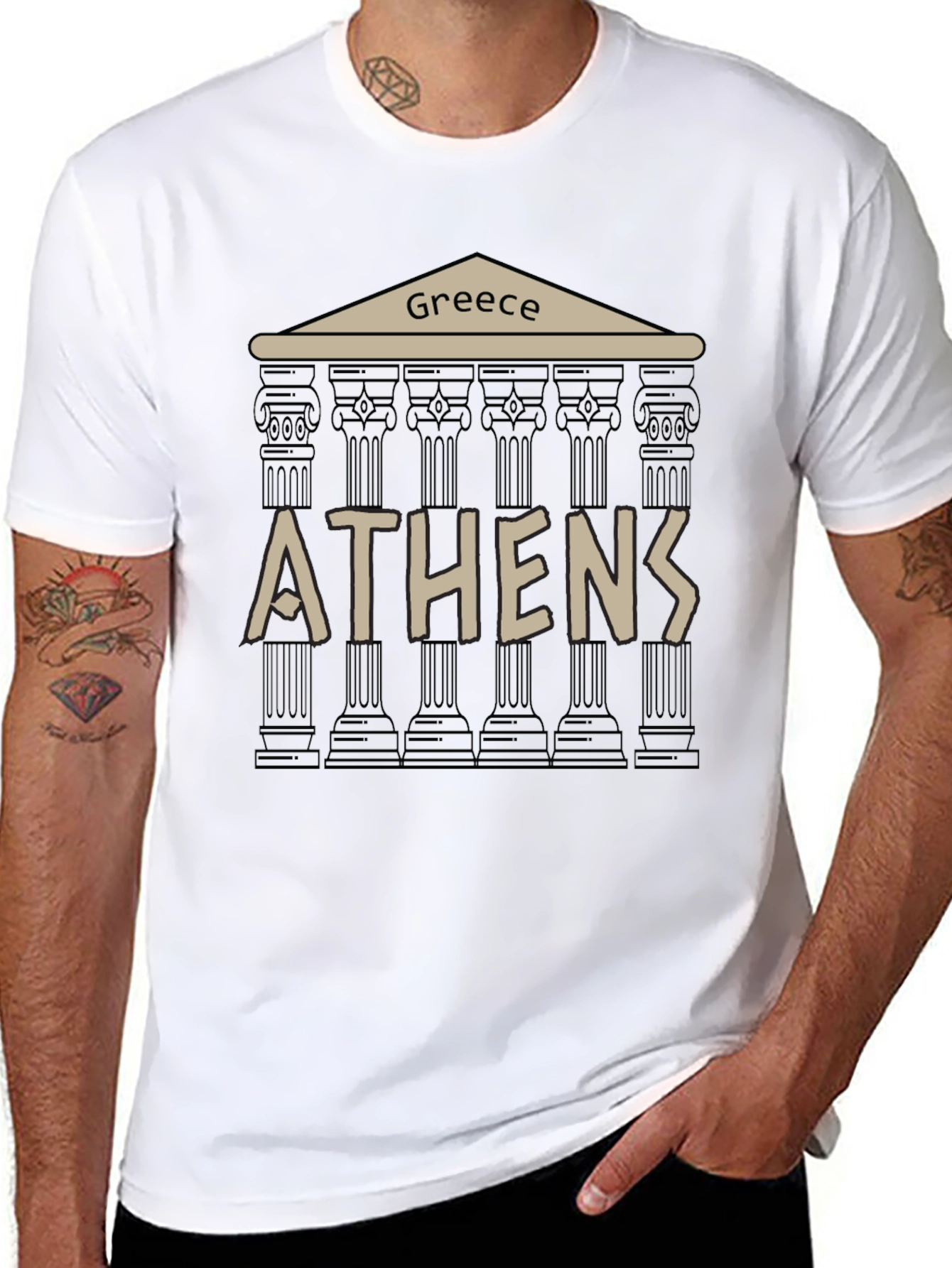 Greece Athens T-Shirt - Black Graphic Tee