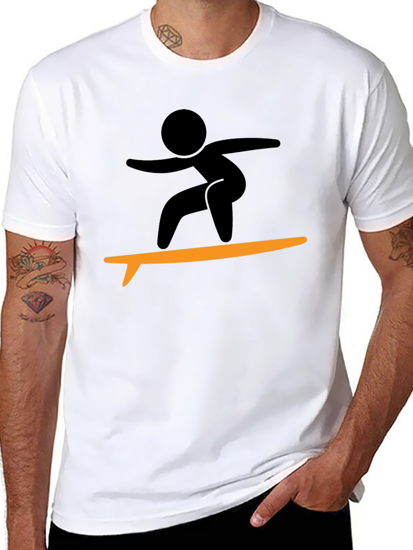 Surfer Graphic Tee - Black Cotton T-Shirt