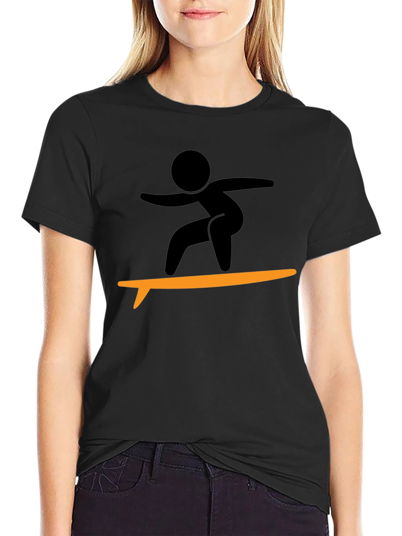 Surfer Graphic Tee - Black Cotton T-Shirt