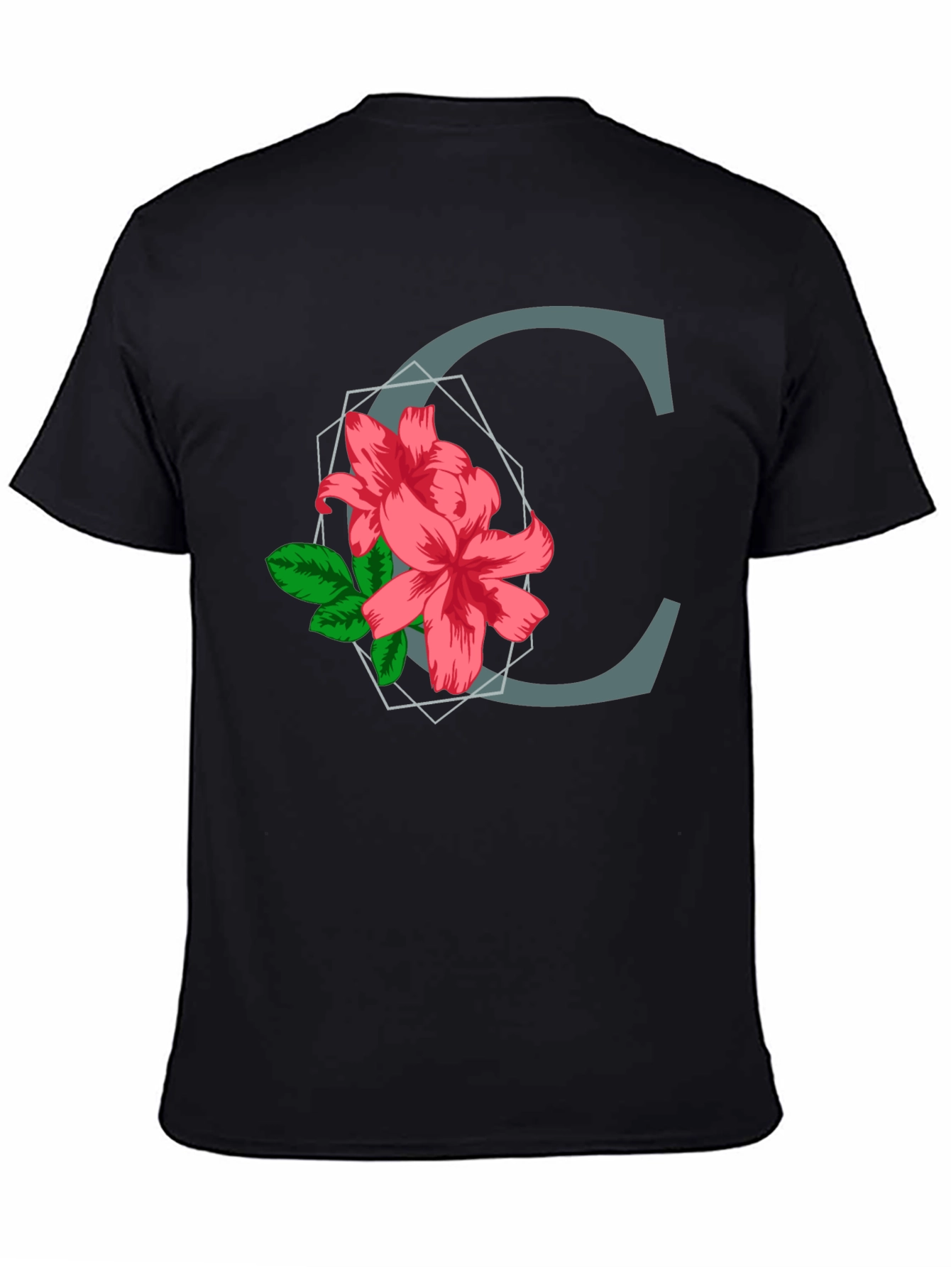 Floral Letter C T-Shirt - Custom Initial Tee