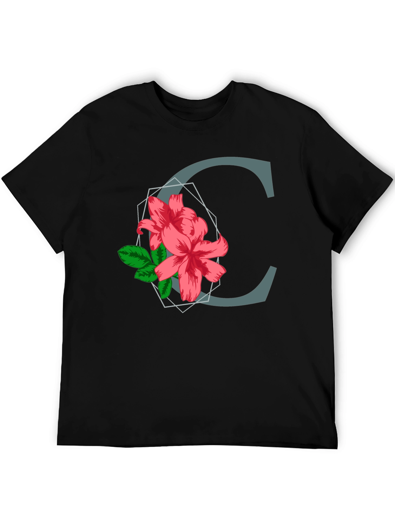 Floral Letter C T-Shirt - Custom Initial Tee