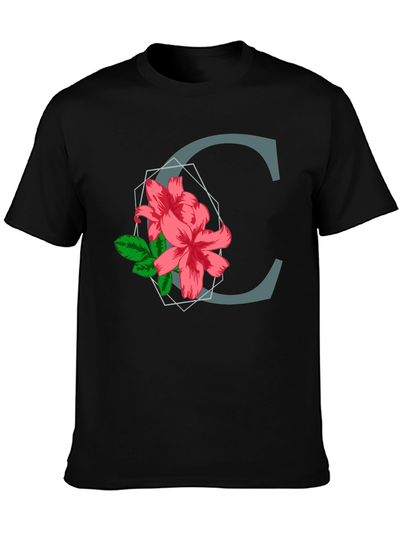 Floral Letter C T-Shirt - Custom Initial Tee