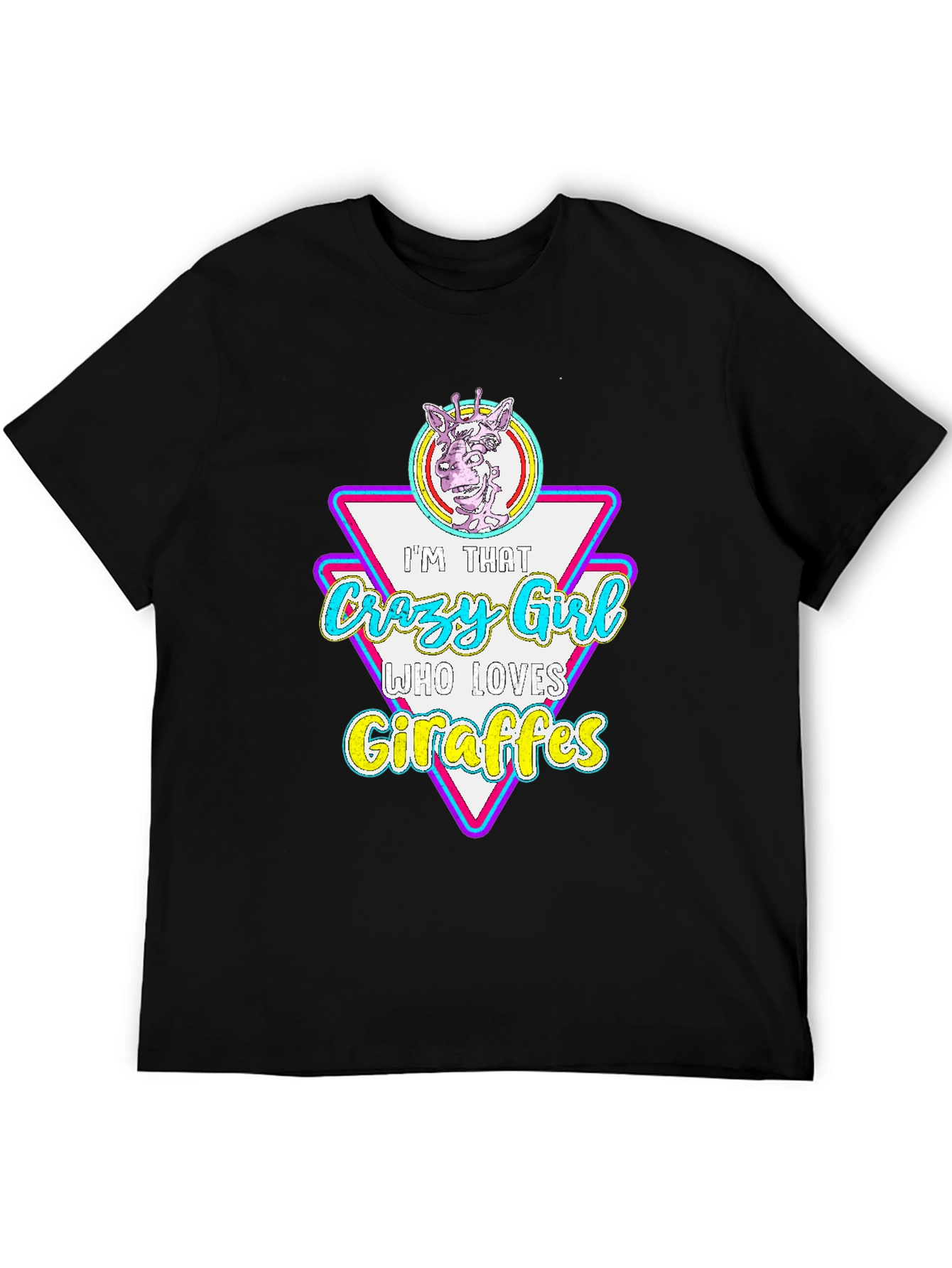 Crazy Giraffe Lover Black T-Shirt