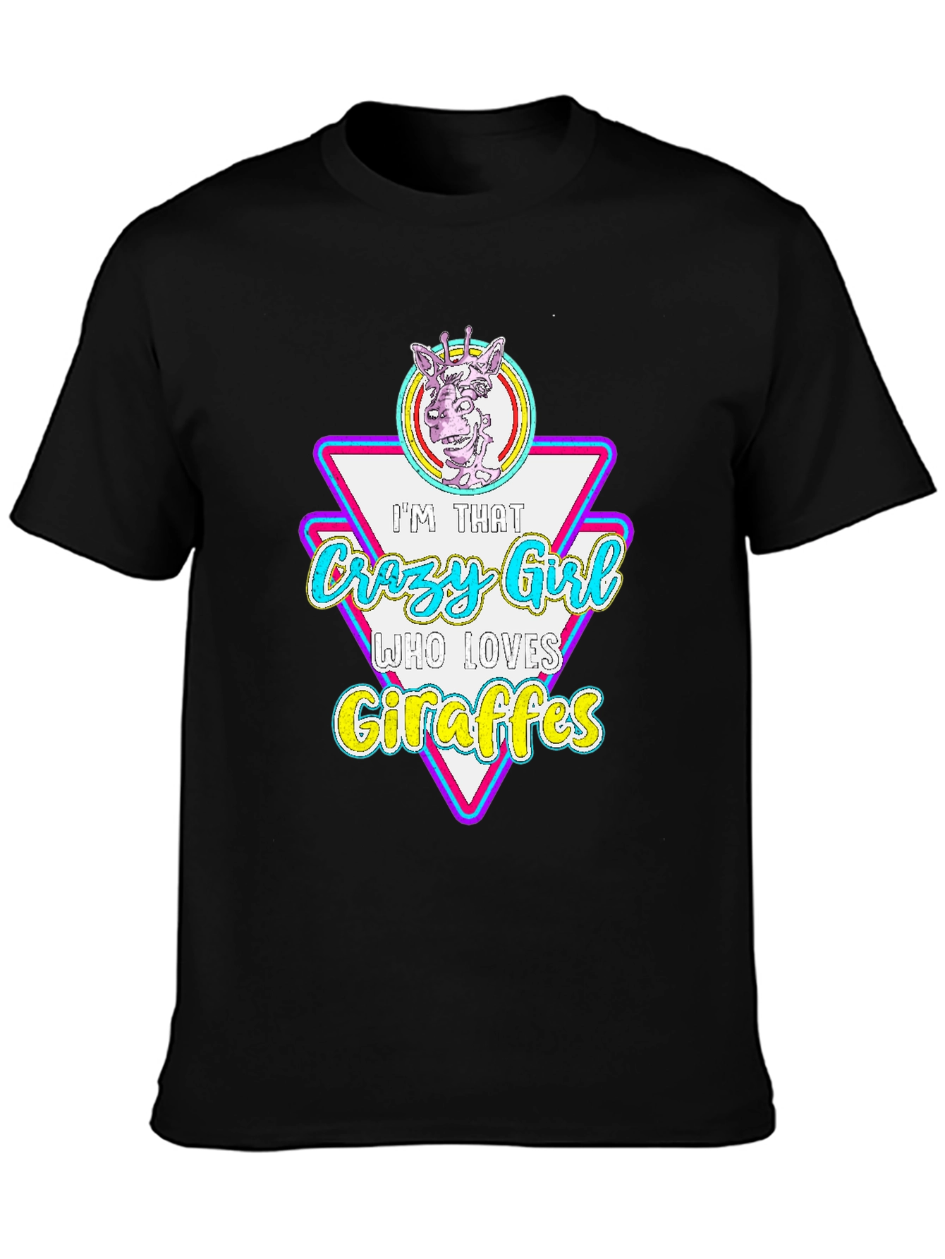 Crazy Giraffe Lover Black T-Shirt