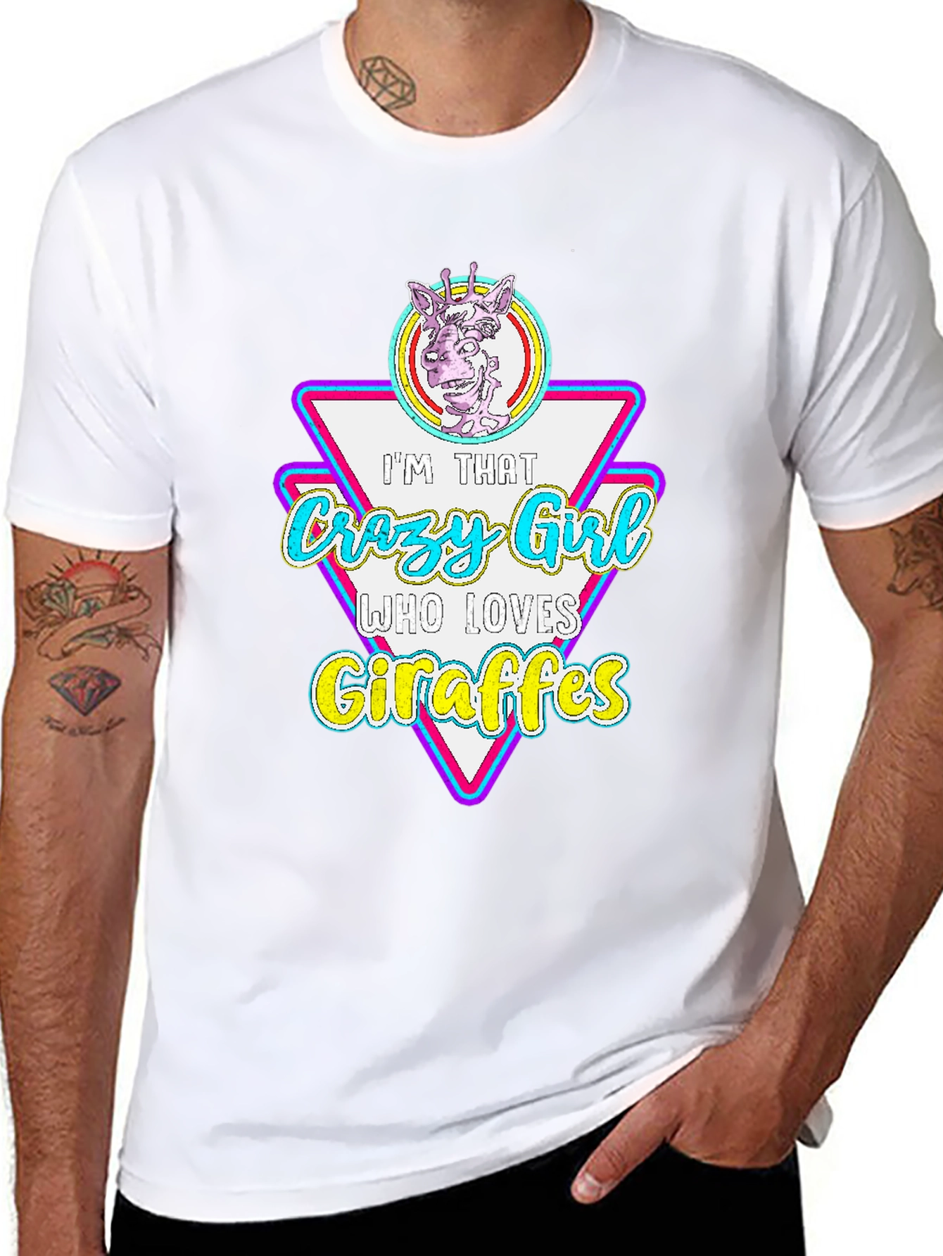 Crazy Giraffe Lover Black T-Shirt