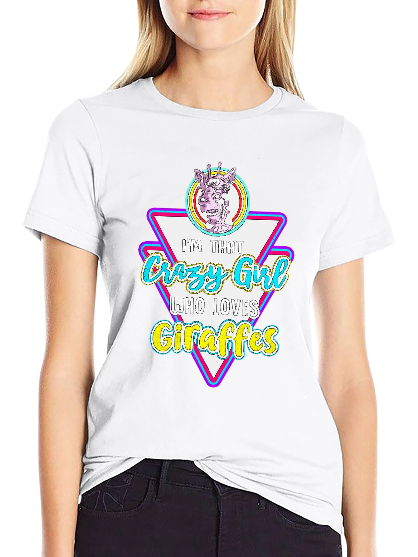 Crazy Giraffe Lover Black T-Shirt