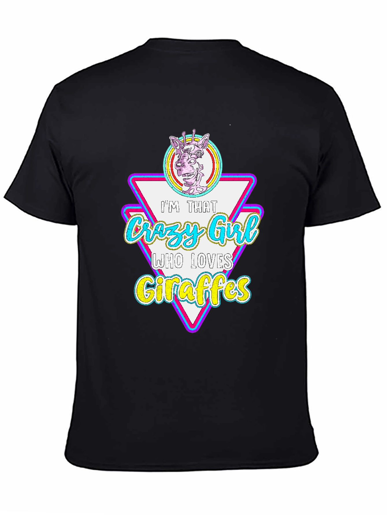 Crazy Giraffe Lover Black T-Shirt