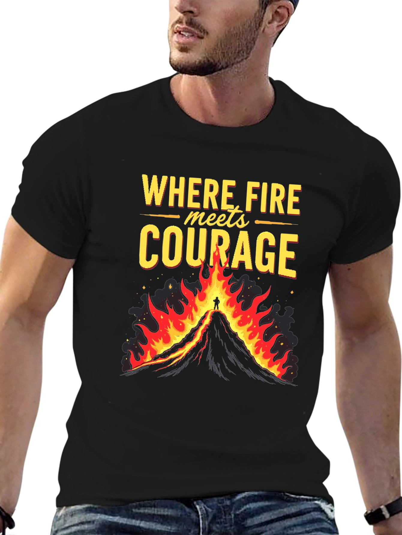 Firefighter Courage Graphic Tee - Mens Black T-Shirt