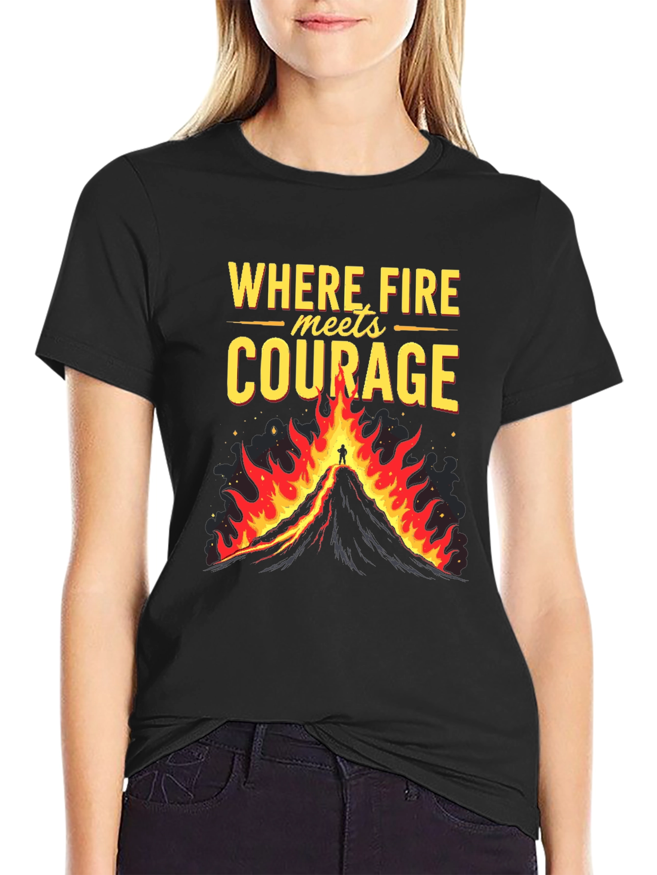 Firefighter Courage Graphic Tee - Mens Black T-Shirt