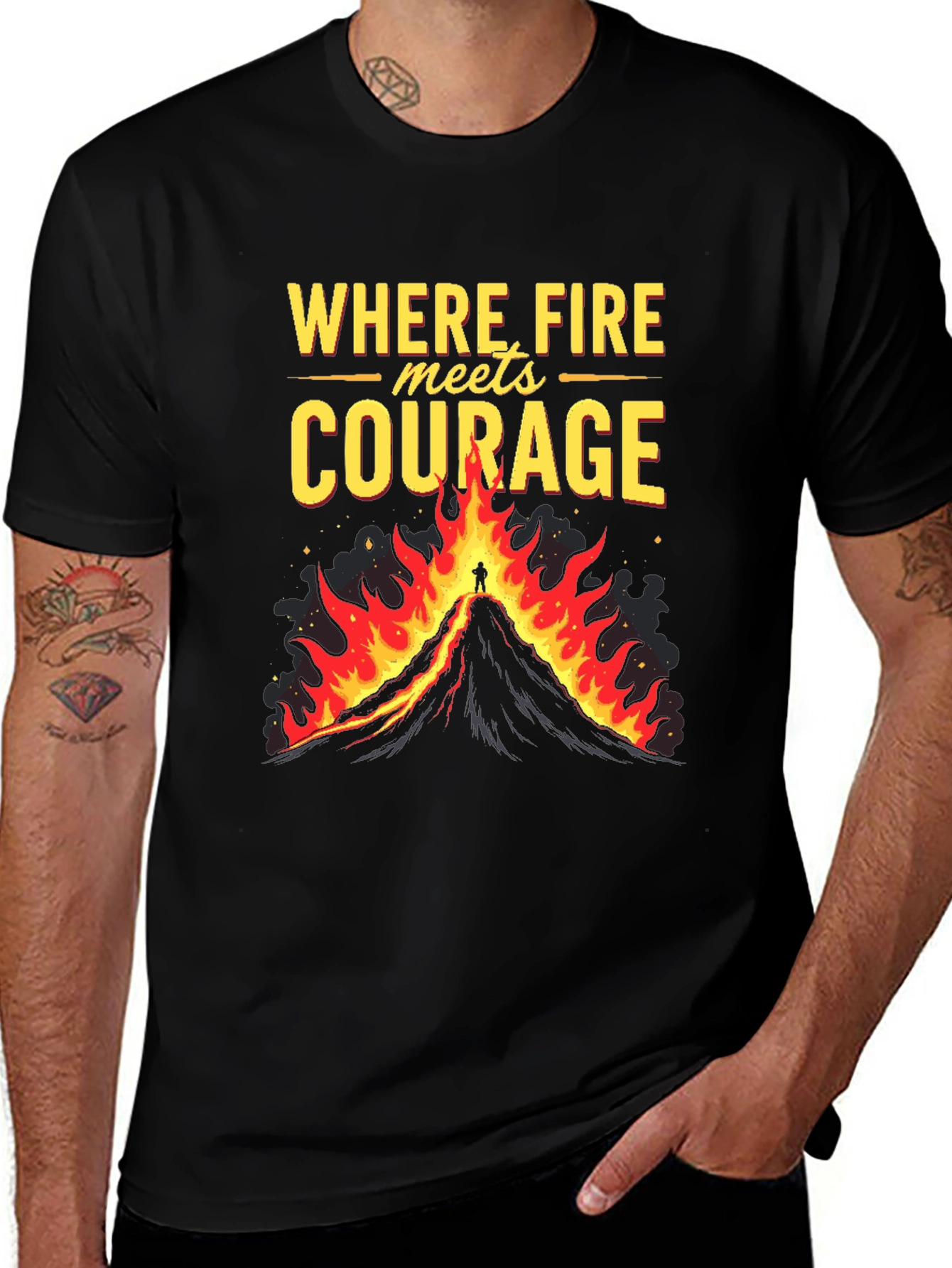 Firefighter Courage Graphic Tee - Mens Black T-Shirt