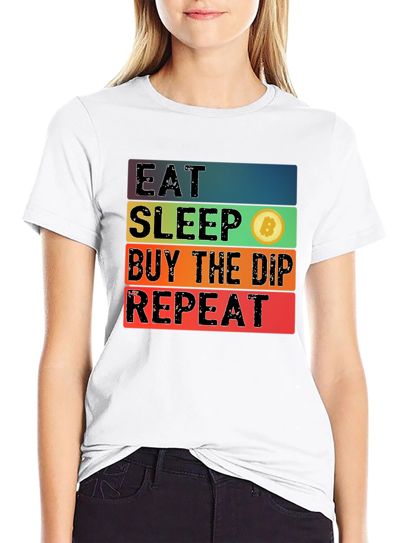 Eat Sleep Bitcoin Dip Repeat Black T-Shirt
