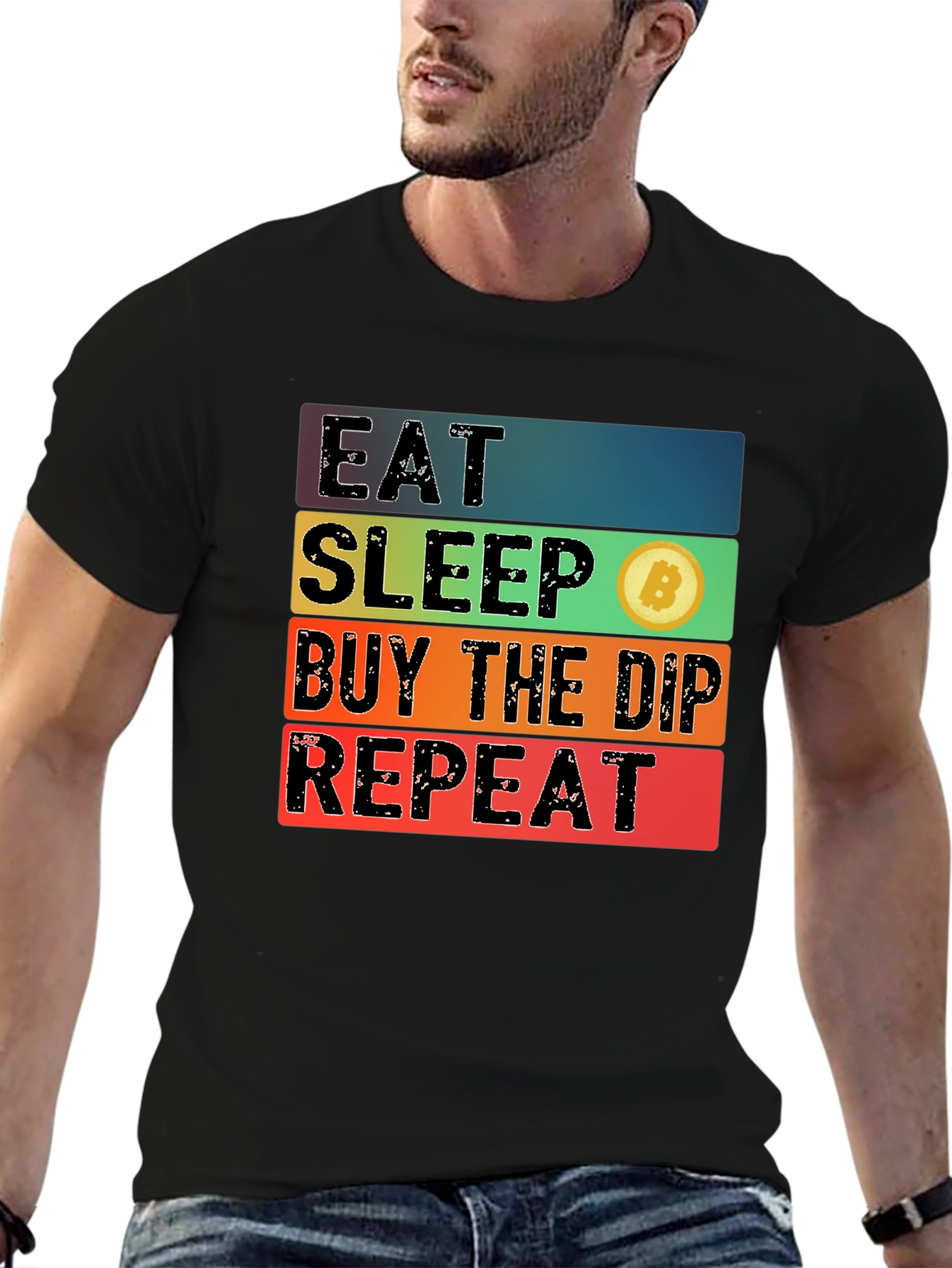 Eat Sleep Bitcoin Dip Repeat Black T-Shirt
