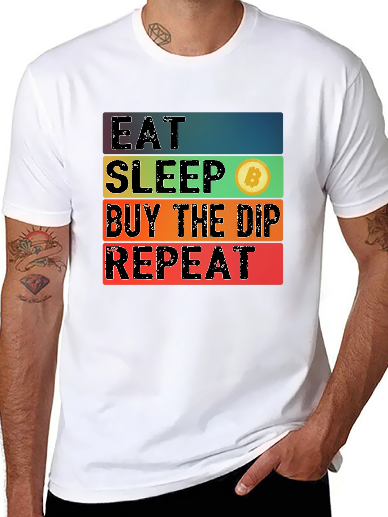 Eat Sleep Bitcoin Dip Repeat Black T-Shirt