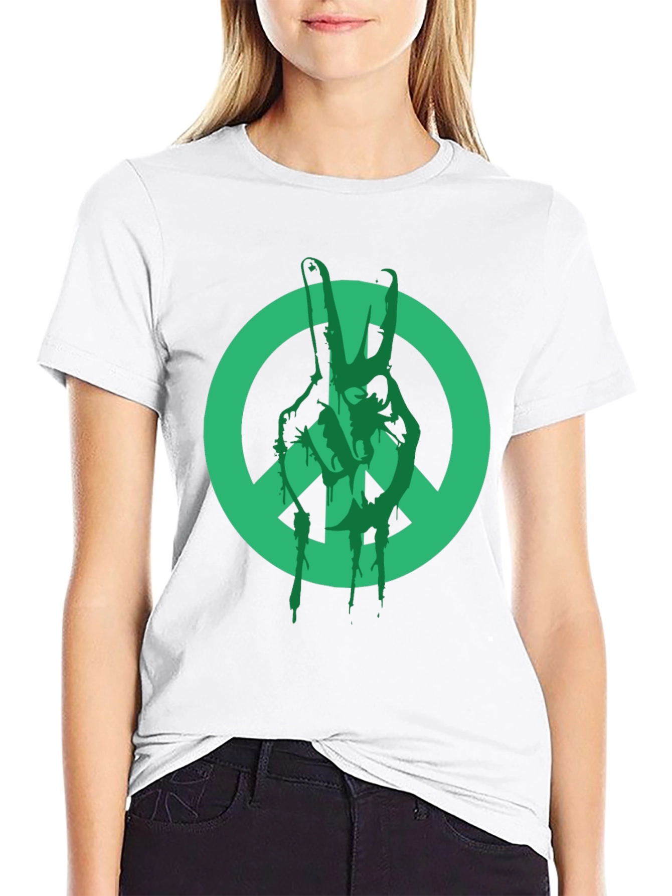 Peace Sign Graphic T-Shirt - Black