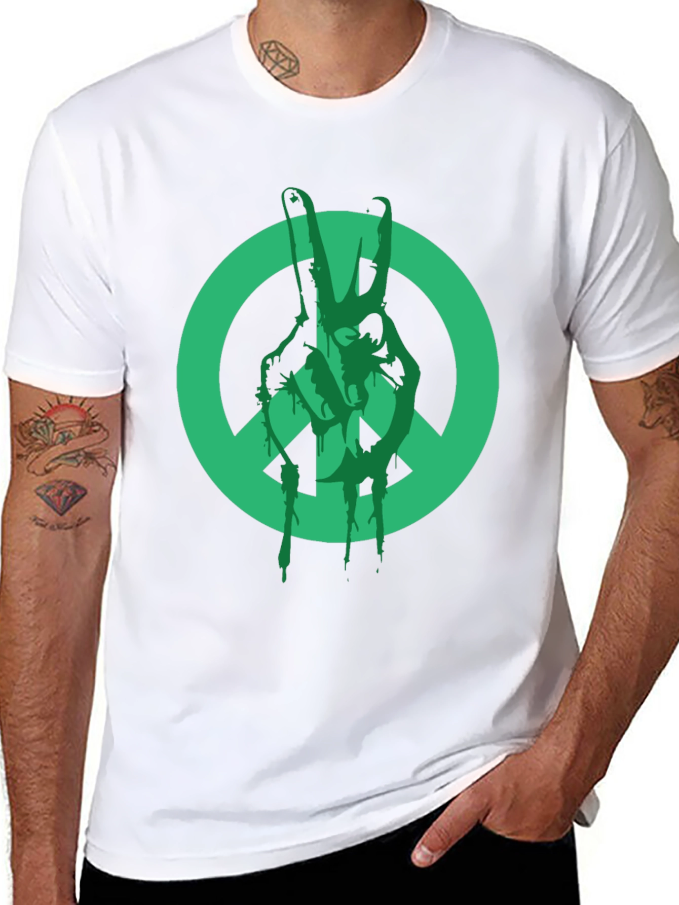 Peace Sign Graphic T-Shirt - Black