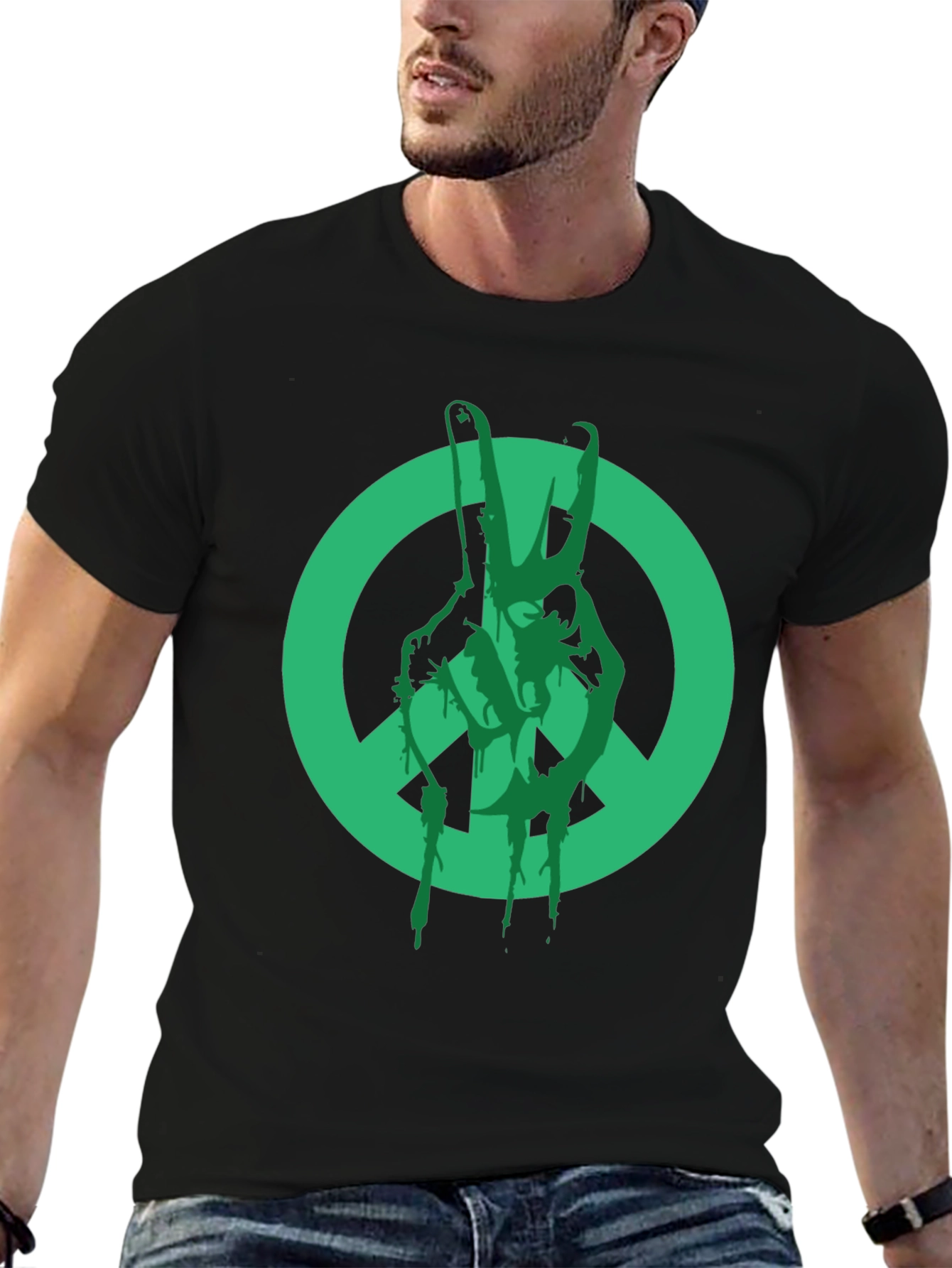 Peace Sign Graphic T-Shirt - Black