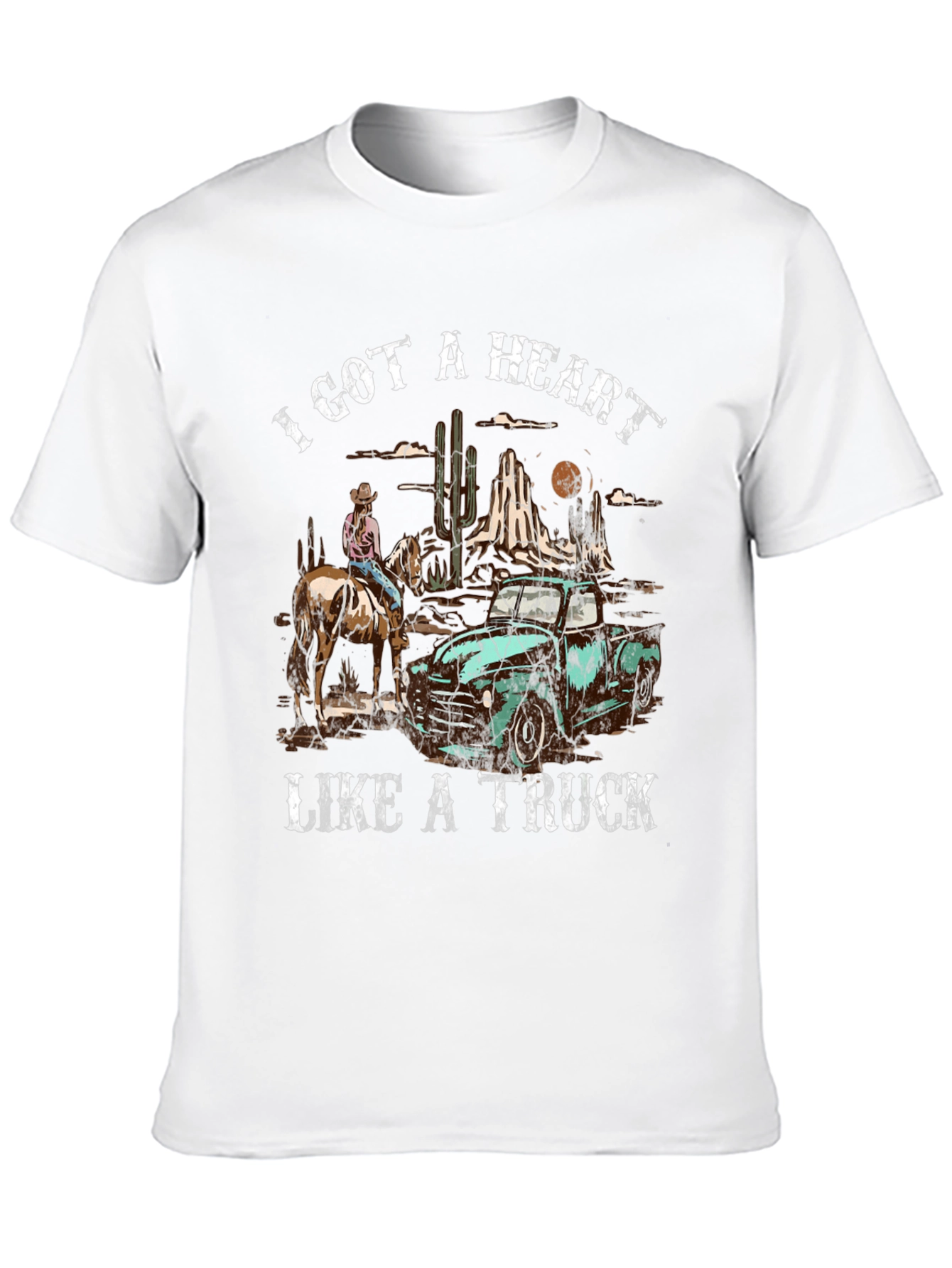 Heart Like a Truck Tee: Cowboy Western Graphic T-Shirt