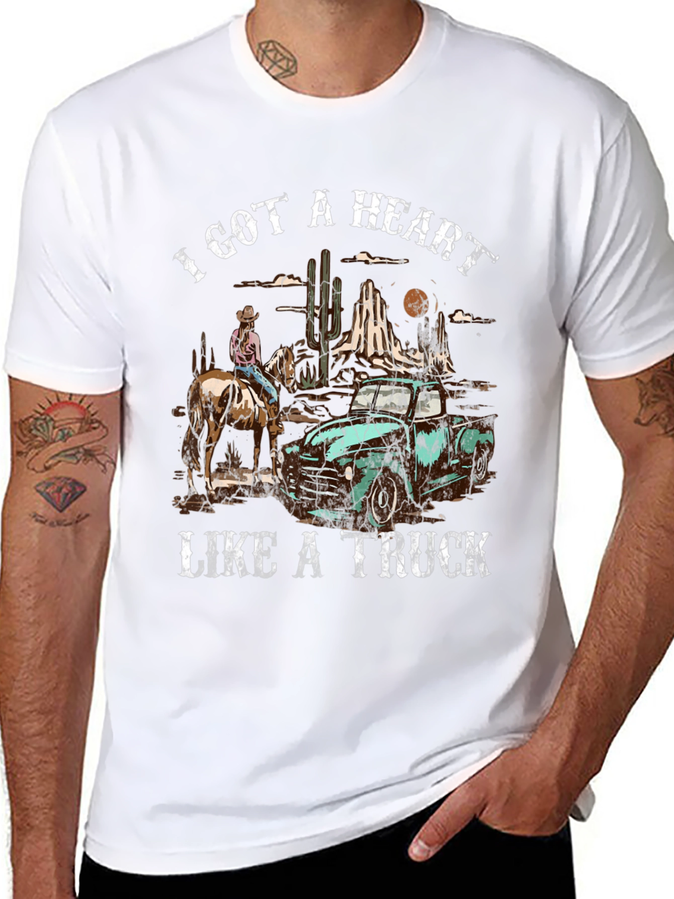 Heart Like a Truck Tee: Cowboy Western Graphic T-Shirt