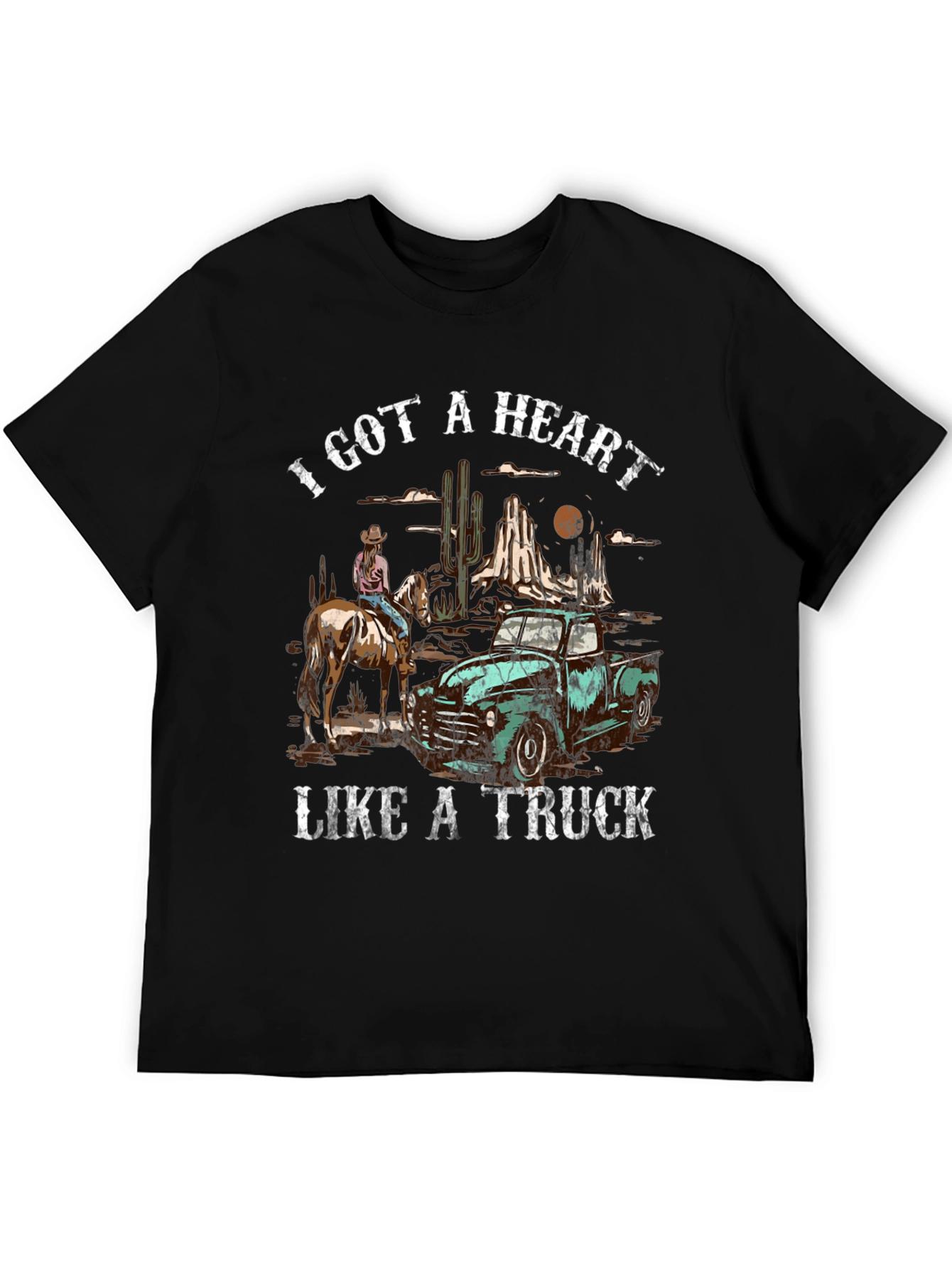 Heart Like a Truck Tee: Cowboy Western Graphic T-Shirt