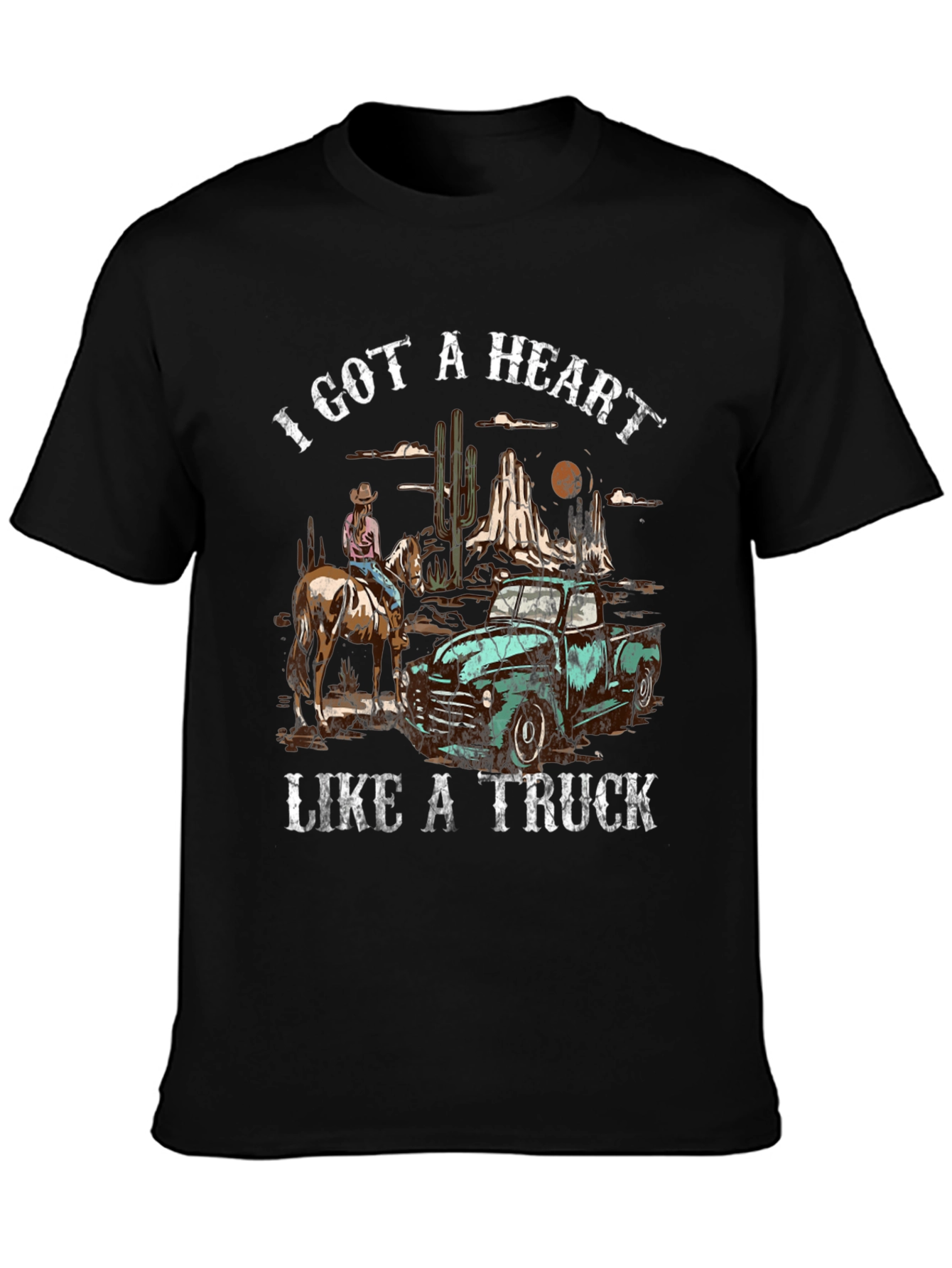 Heart Like a Truck Tee: Cowboy Western Graphic T-Shirt