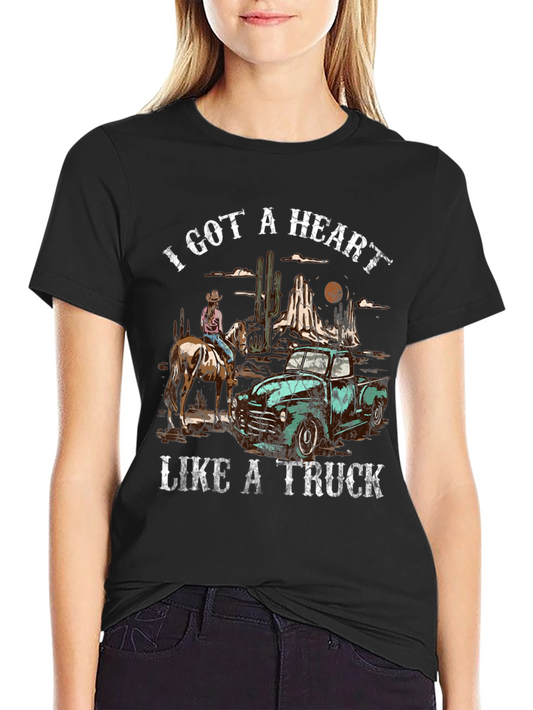 Heart Like a Truck Tee: Cowboy Western Graphic T-Shirt