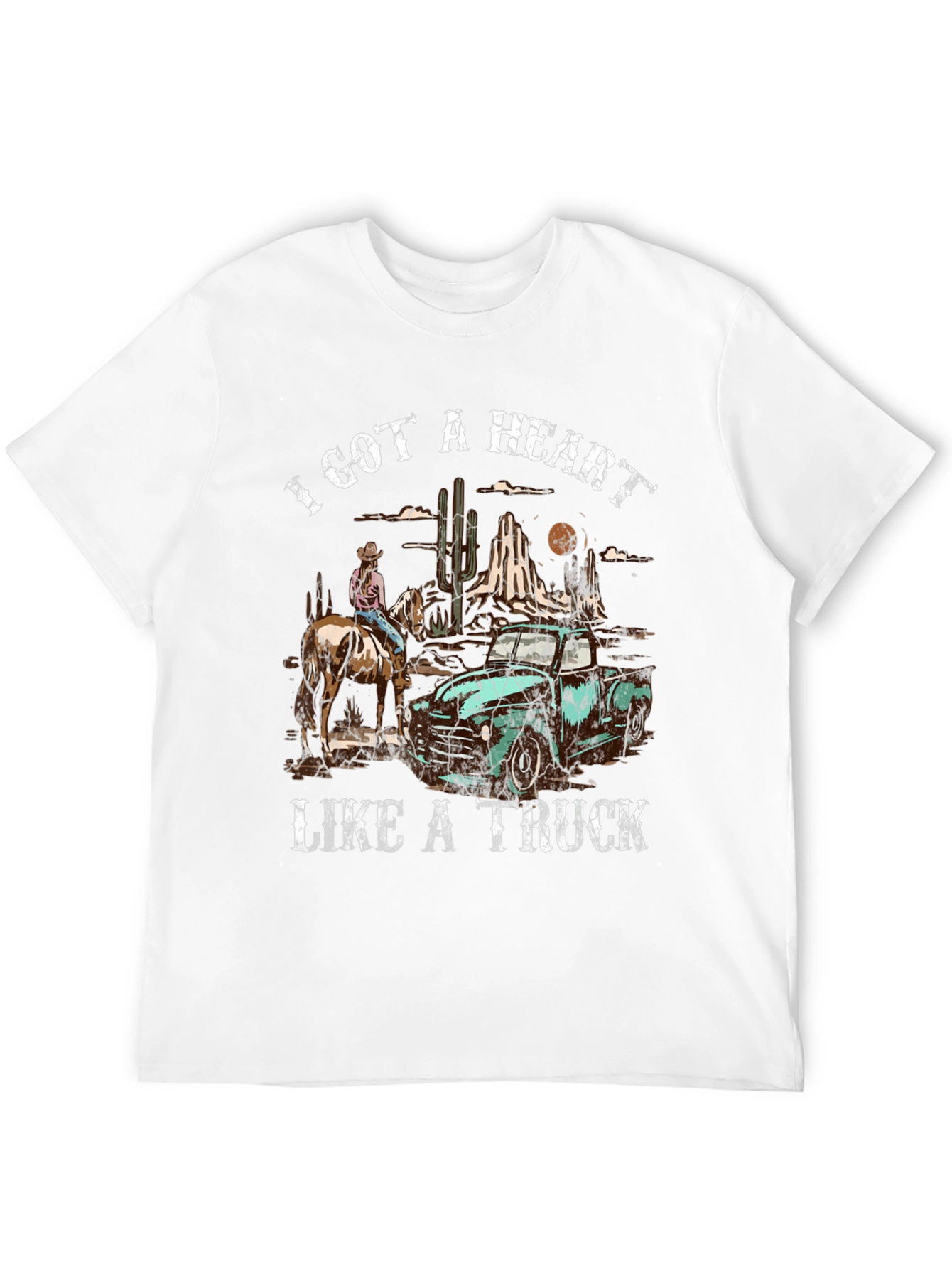 Heart Like a Truck Tee: Cowboy Western Graphic T-Shirt