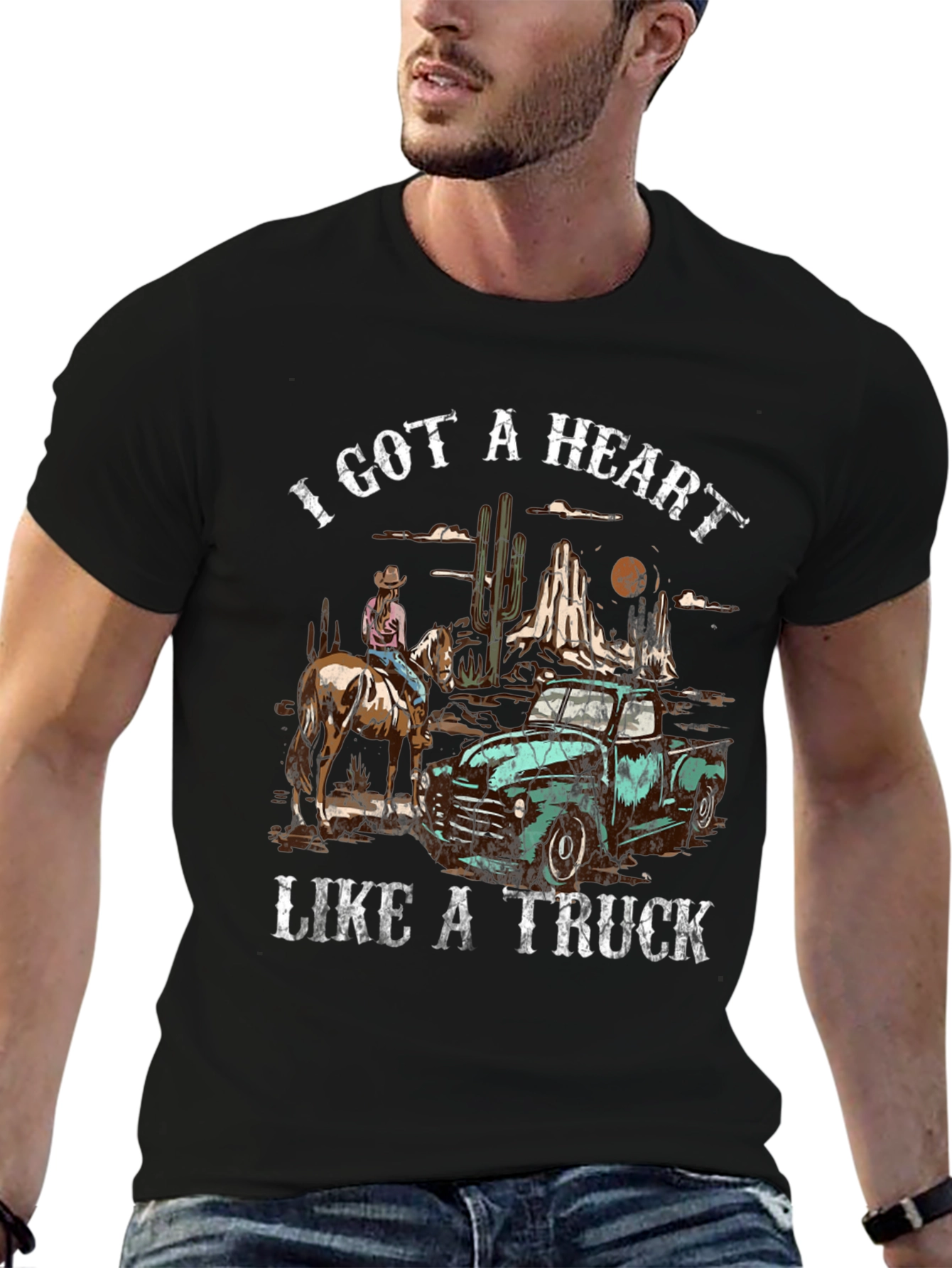 Heart Like a Truck Tee: Cowboy Western Graphic T-Shirt