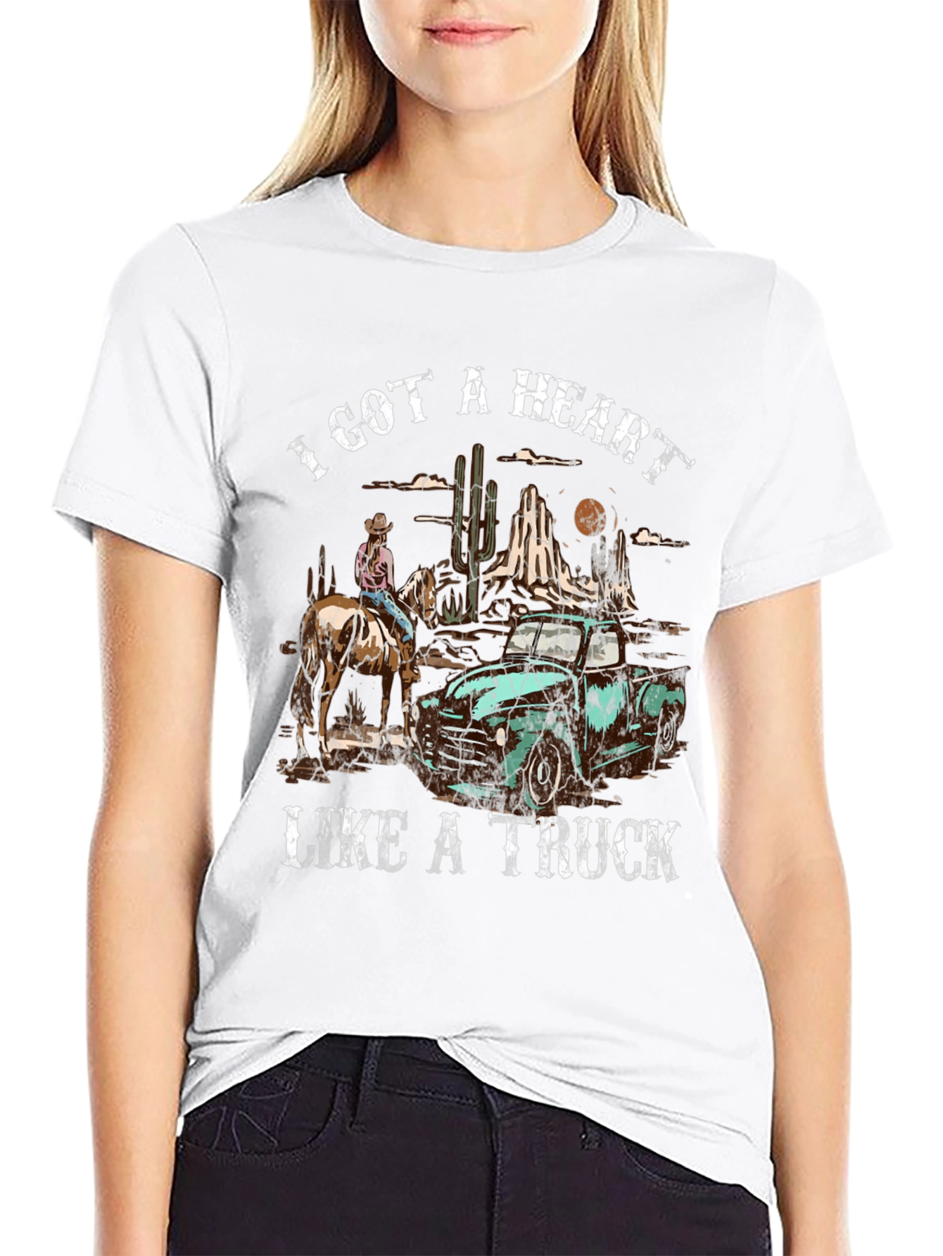 Heart Like a Truck Tee: Cowboy Western Graphic T-Shirt