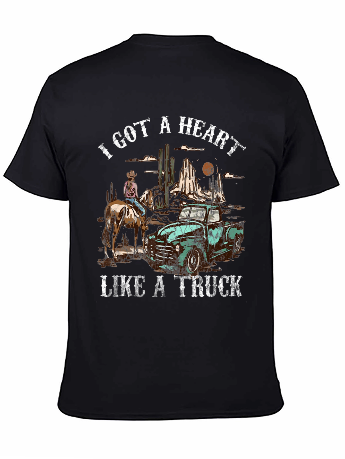 Heart Like a Truck Tee: Cowboy Western Graphic T-Shirt