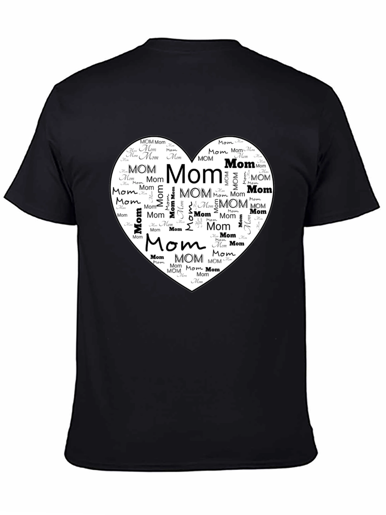 Mom Heart Graphic Tee - Black Cotton T-Shirt