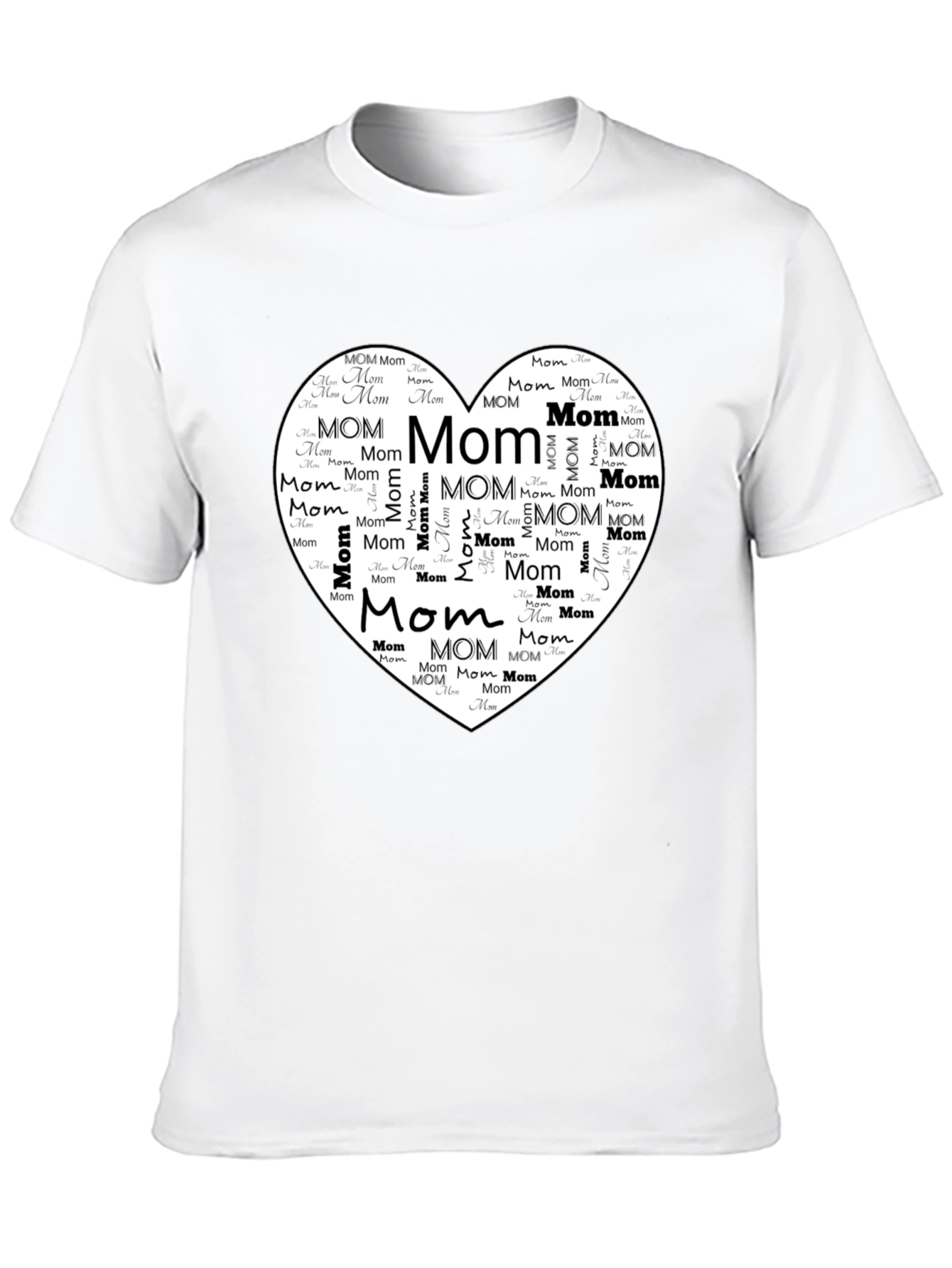 Mom Heart Graphic Tee - Black Cotton T-Shirt