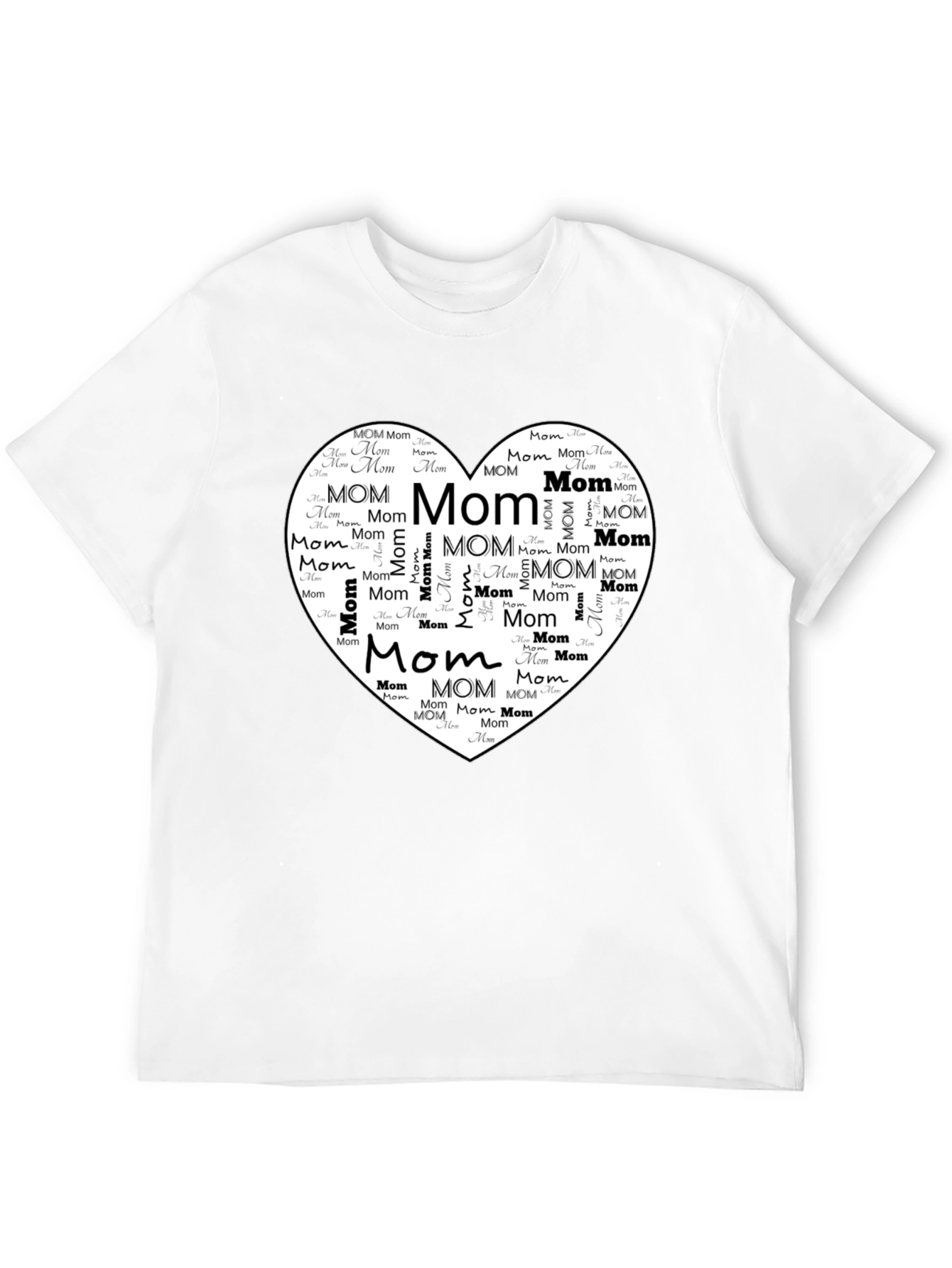Mom Heart Graphic Tee - Black Cotton T-Shirt